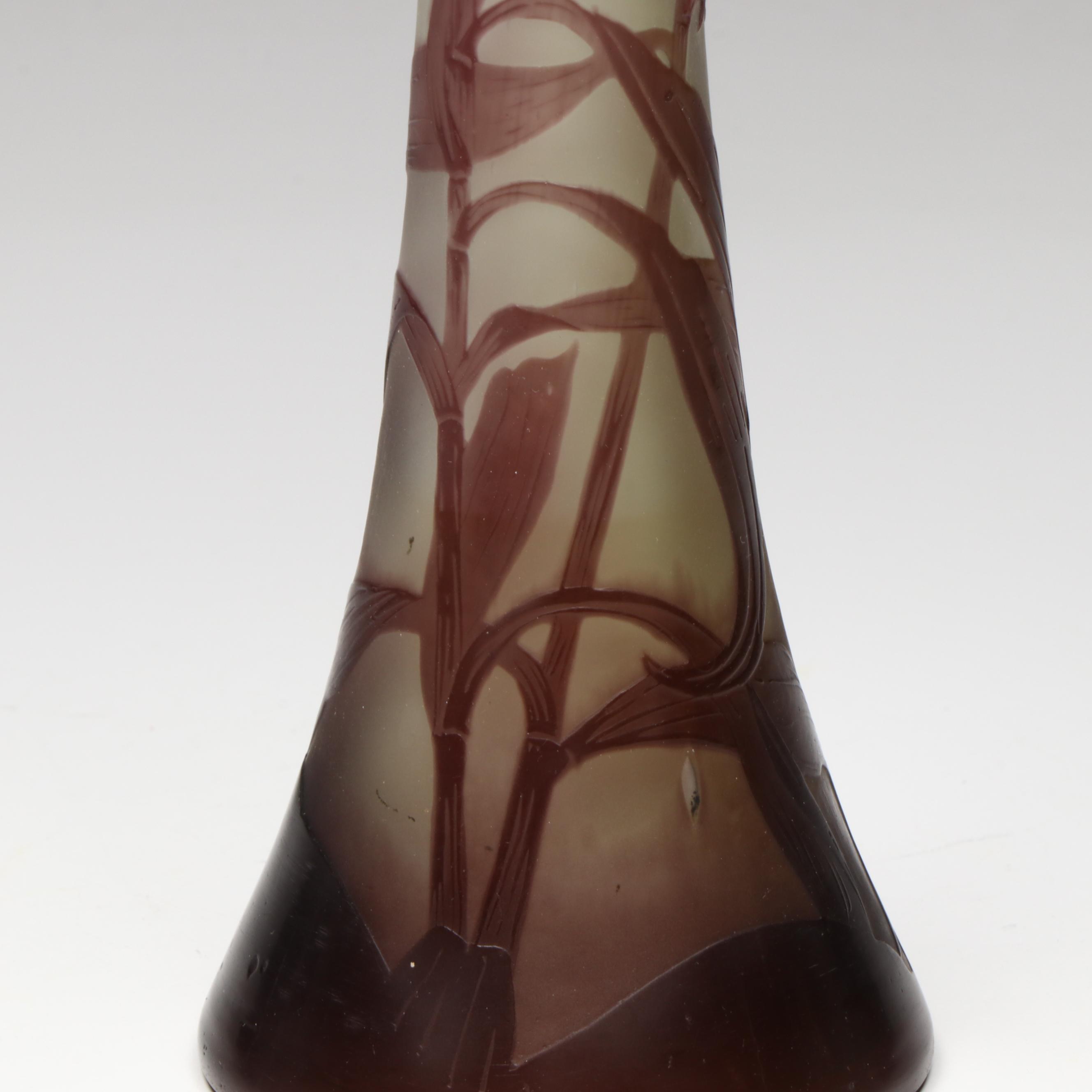Gallé French Cameo Glass Vase, Early 20th Century