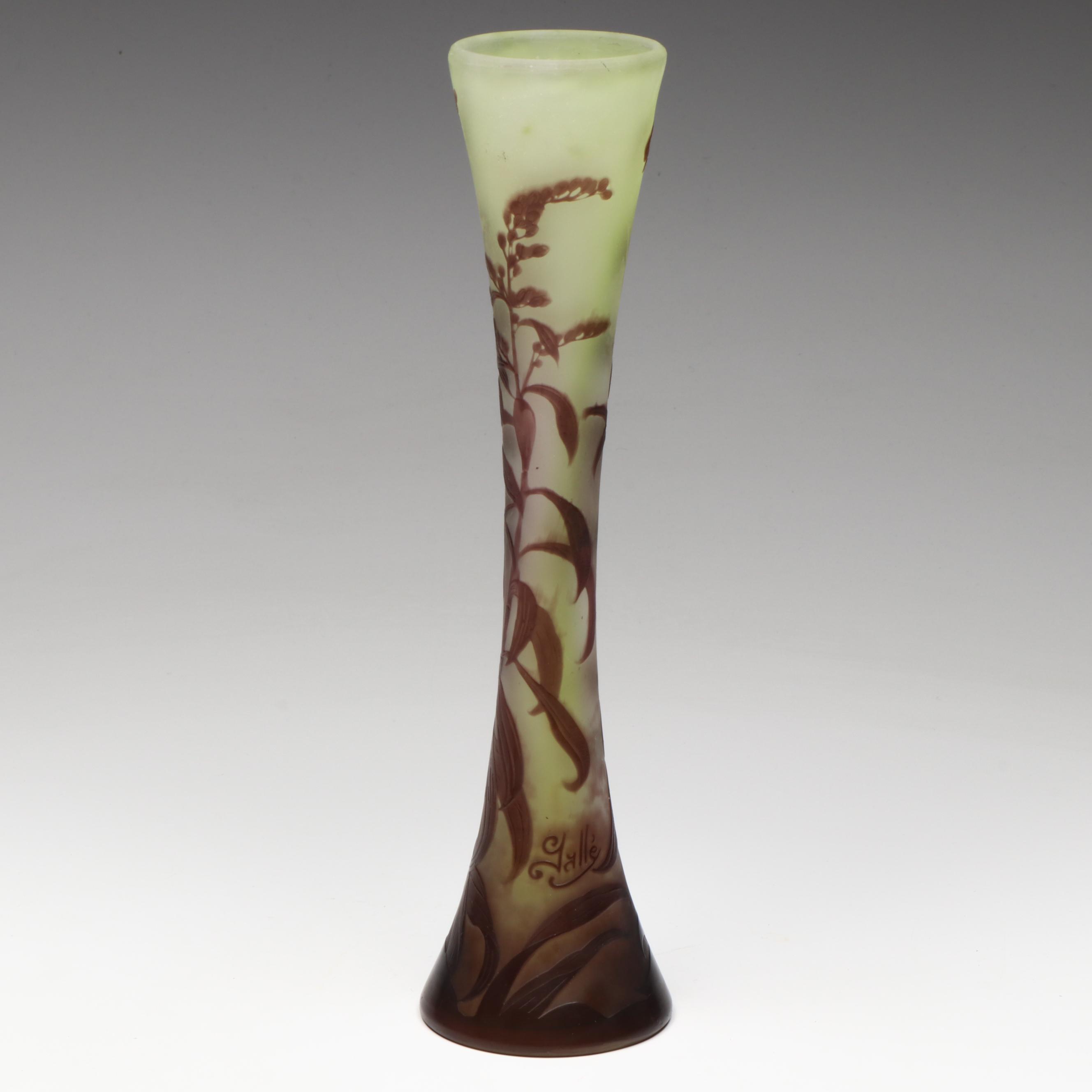 Gallé French Cameo Glass Vase, Early 20th Century