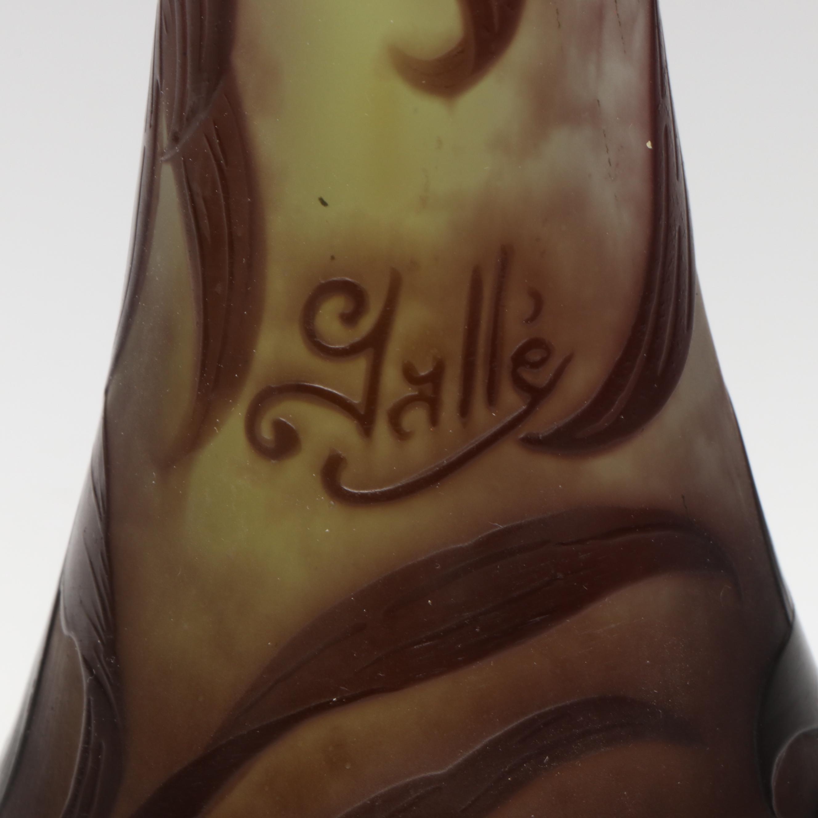 Gallé French Cameo Glass Vase, Early 20th Century