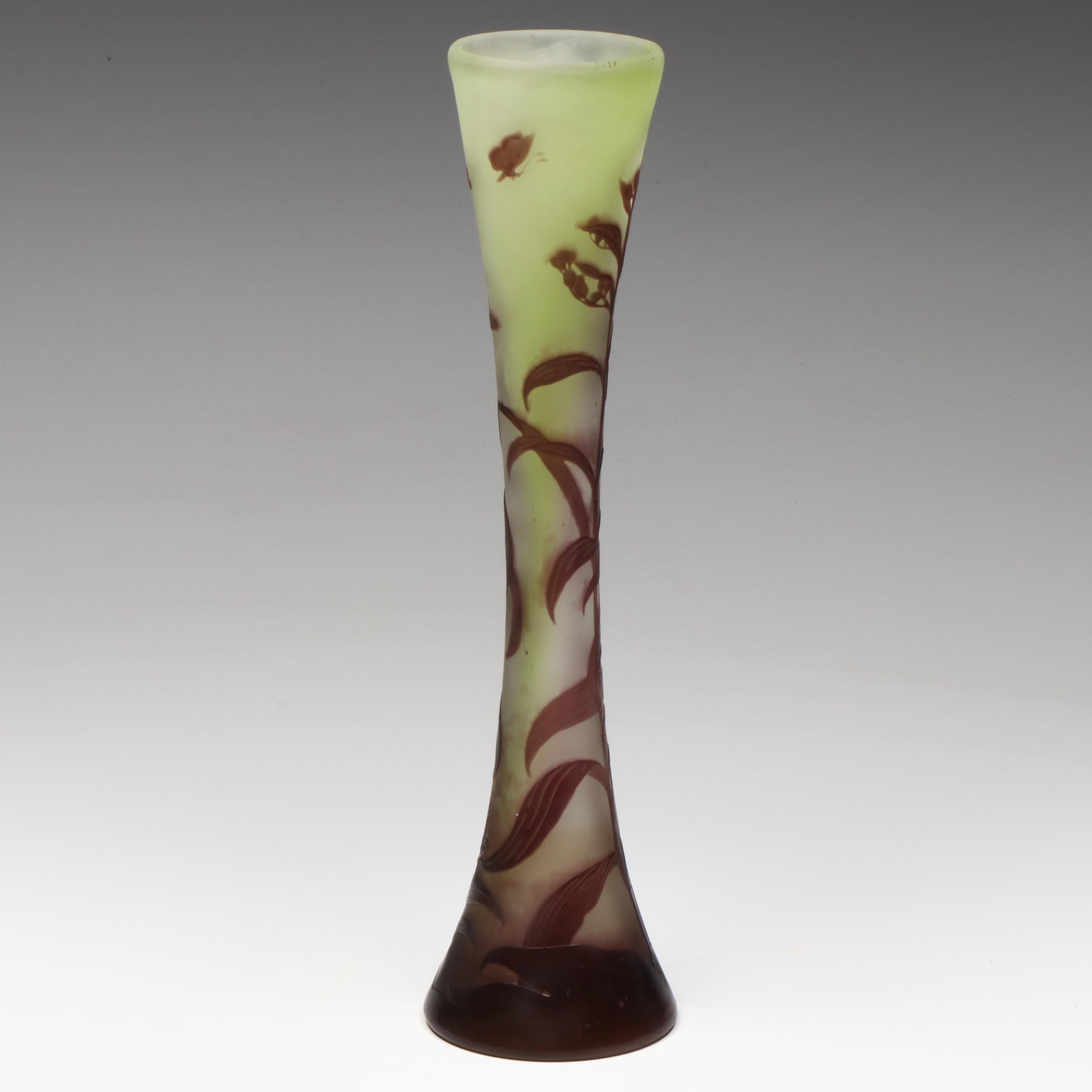 Gallé French Cameo Glass Vase, Early 20th Century