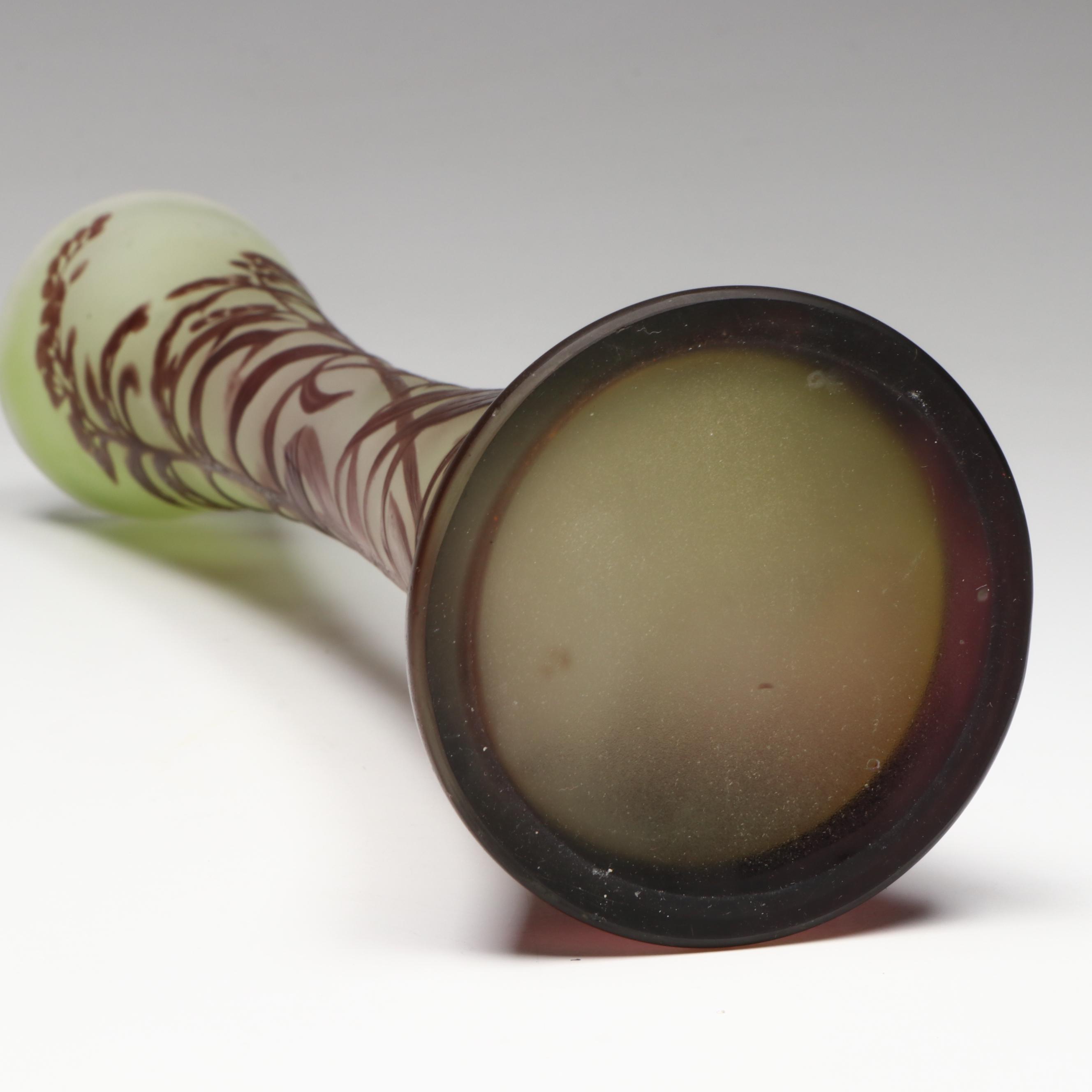 Gallé French Cameo Glass Vase, Early 20th Century