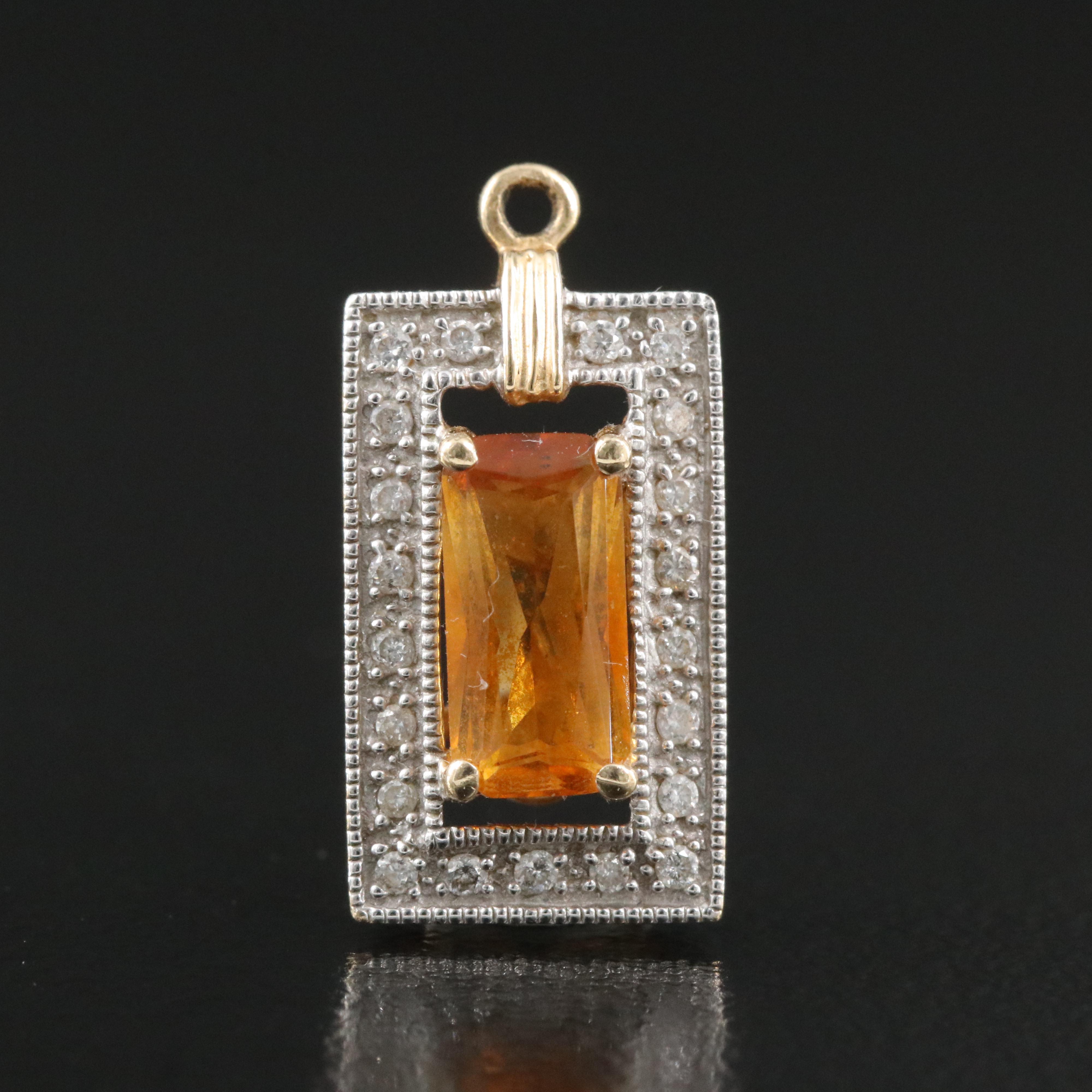 14K Citrine and Diamond Pendant