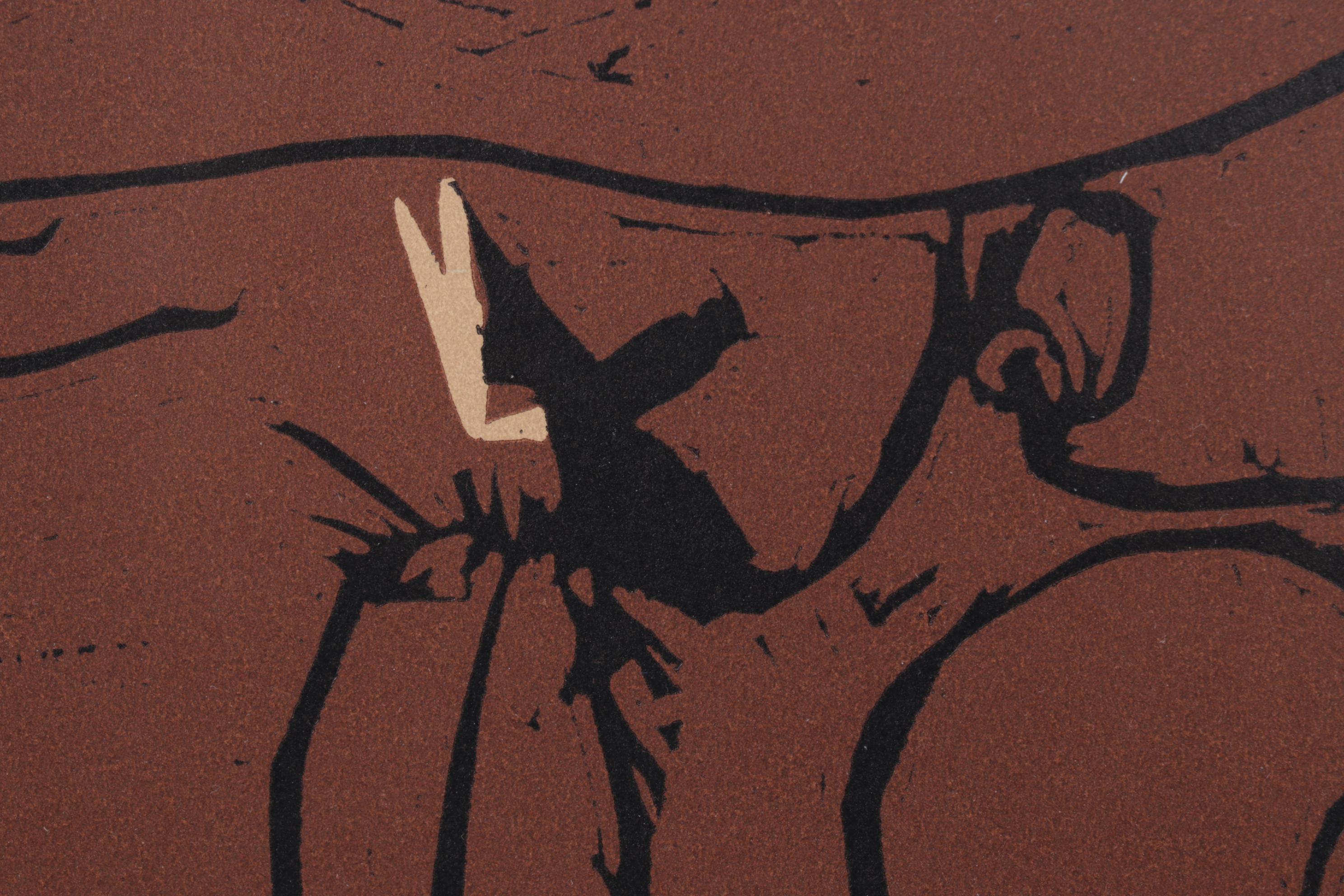 Pablo Picasso Linocut "Reclining Woman & Picador Eating Grapes", 1962