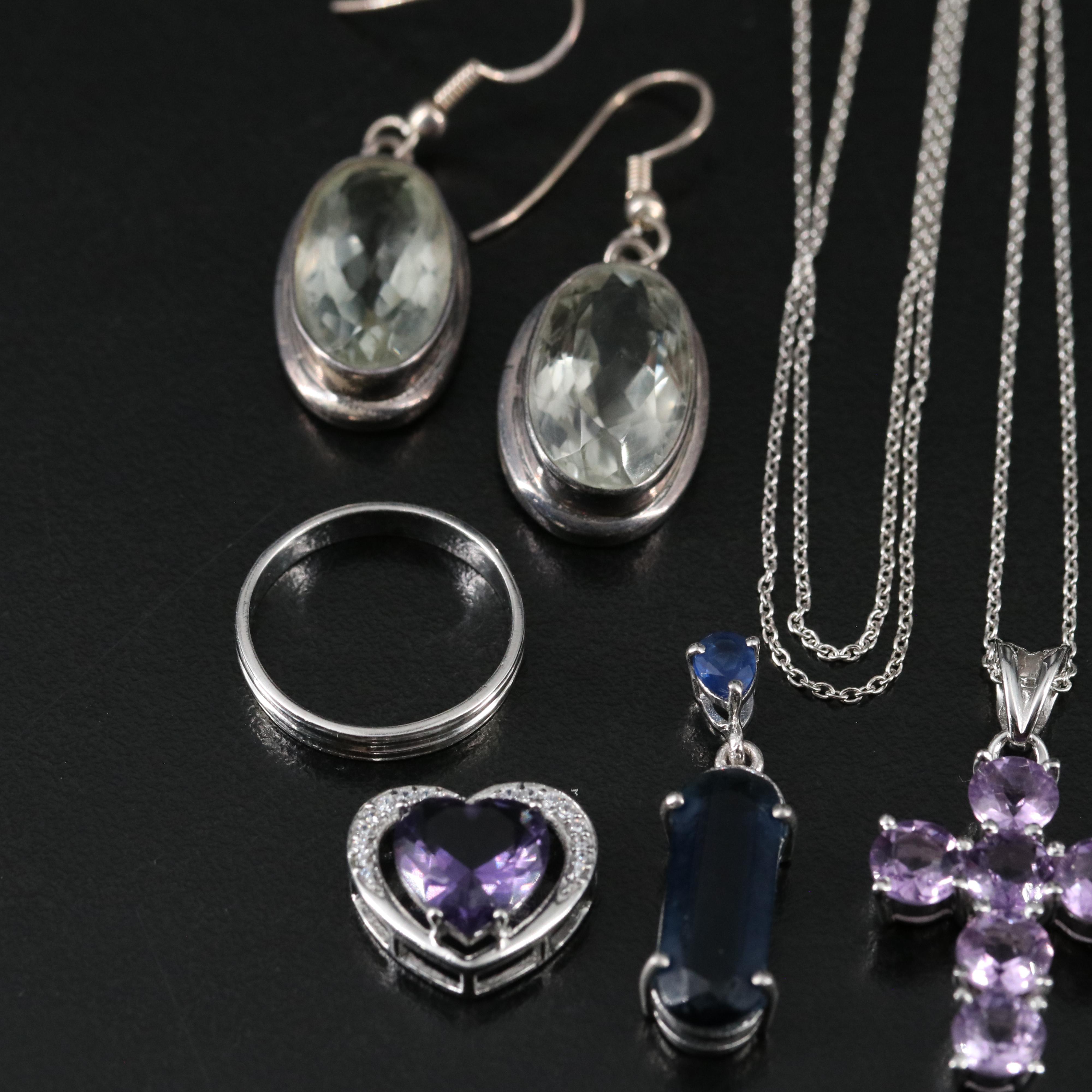 17 Assorted Sterling Silver Bracelets, Earrings, Necklaces, Pendants, and Rings