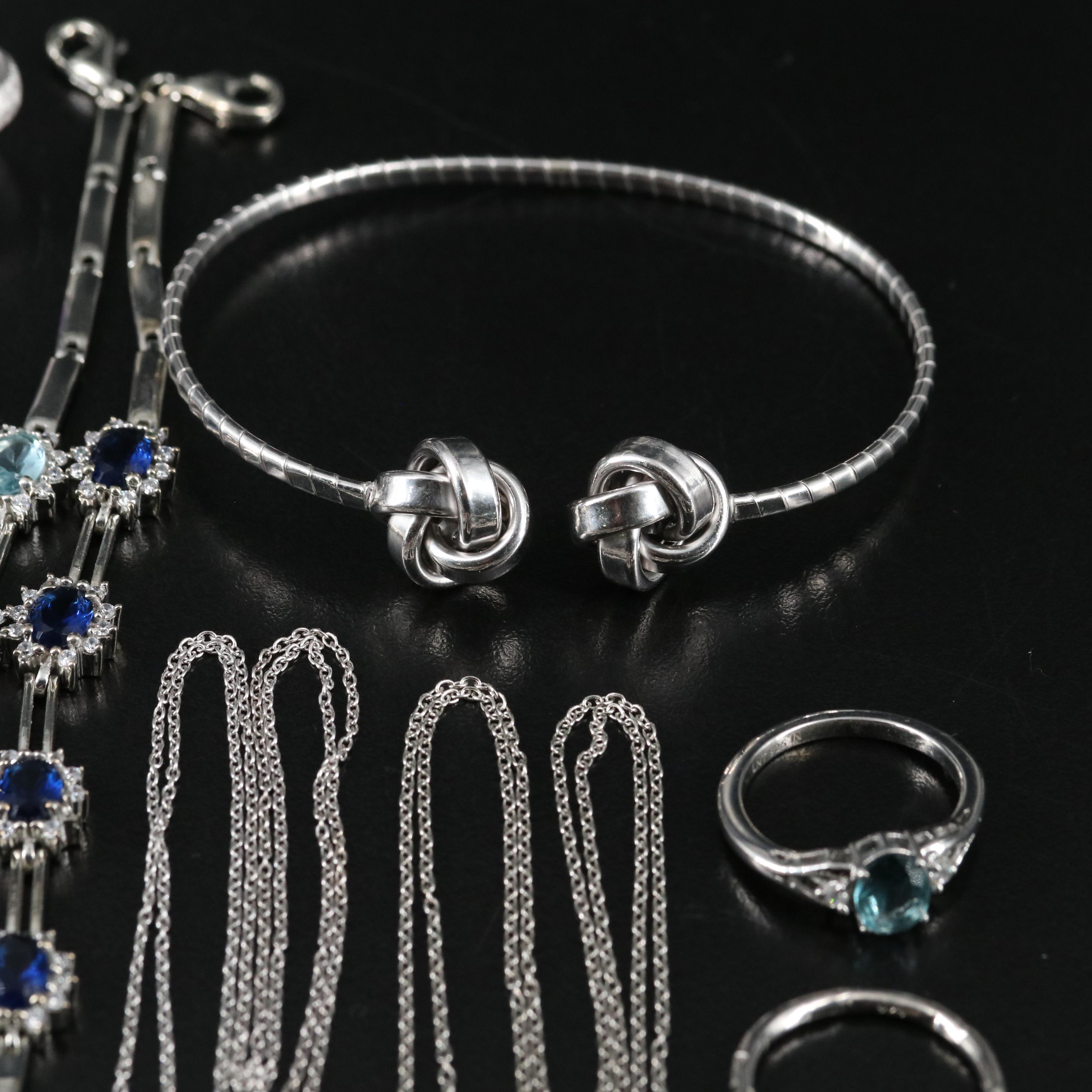 17 Assorted Sterling Silver Bracelets, Earrings, Necklaces, Pendants, and Rings