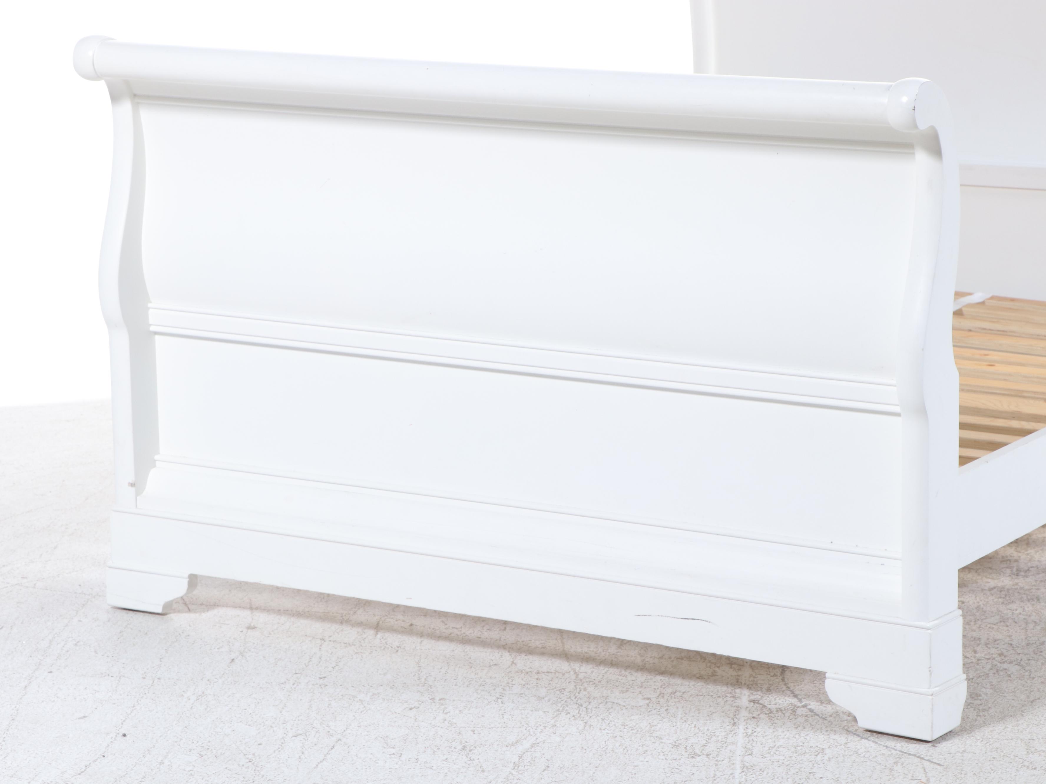 Stanley "Young America" Empire Style White-Painted Full Size Sleigh Bed