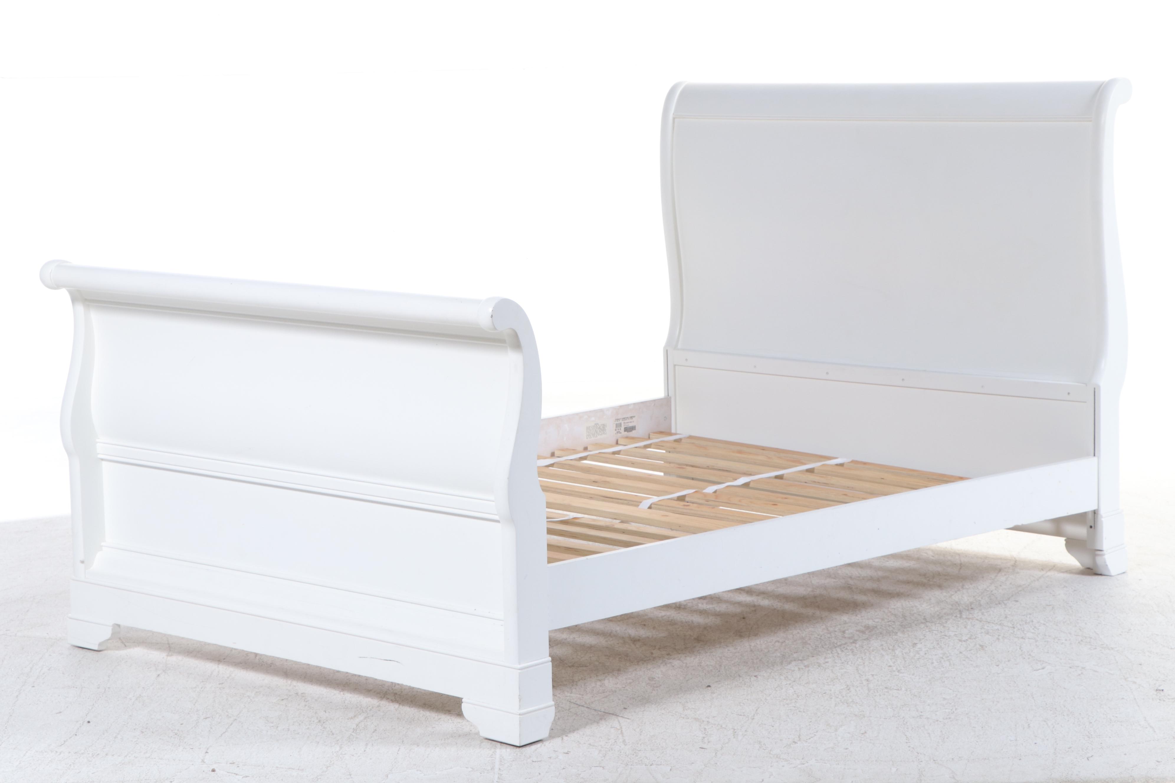 Stanley "Young America" Empire Style White-Painted Full Size Sleigh Bed
