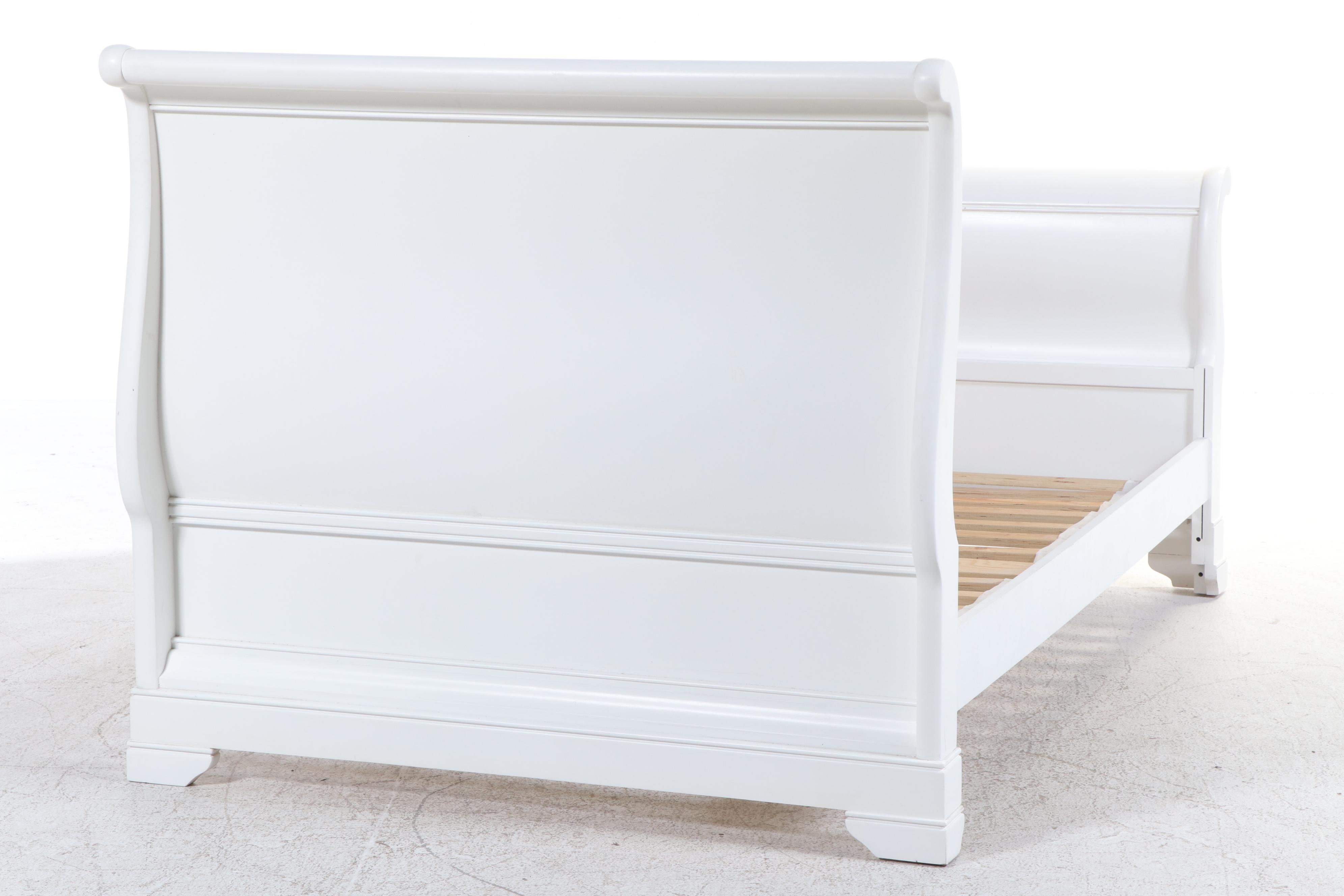 Stanley "Young America" Empire Style White-Painted Full Size Sleigh Bed