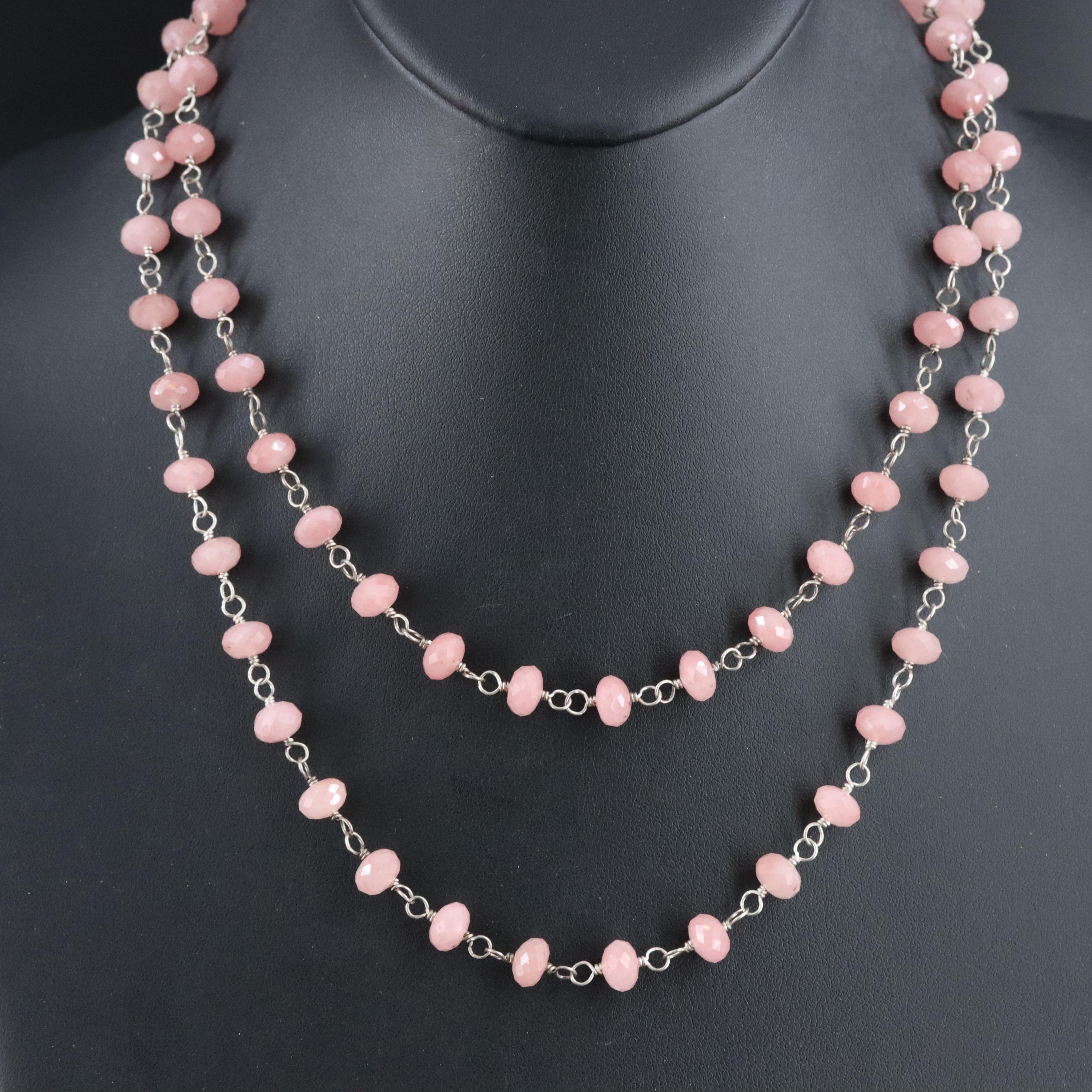Sheryl Lowe Sterling Rose Quartz and Diamond Necklace