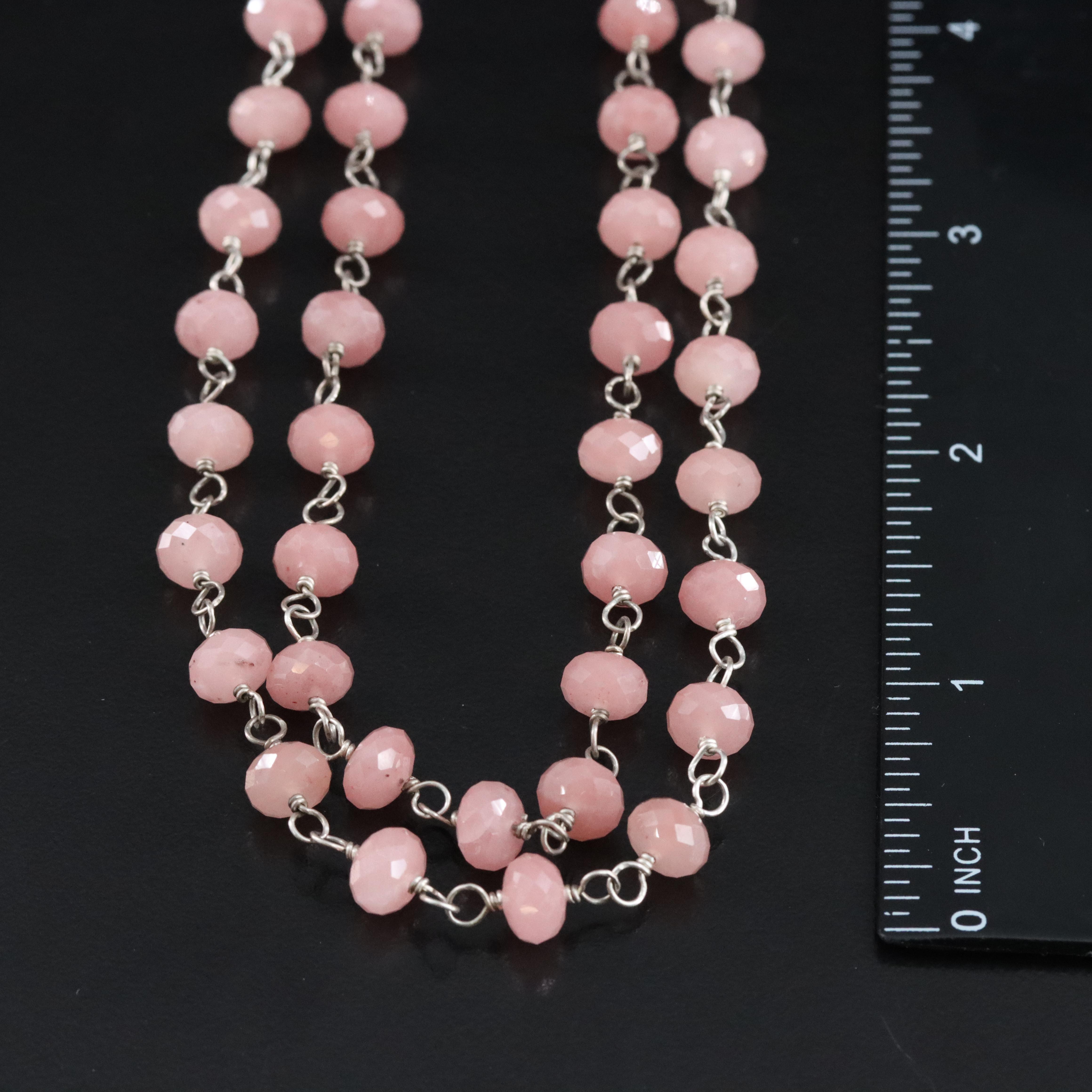Sheryl Lowe Sterling Rose Quartz and Diamond Necklace