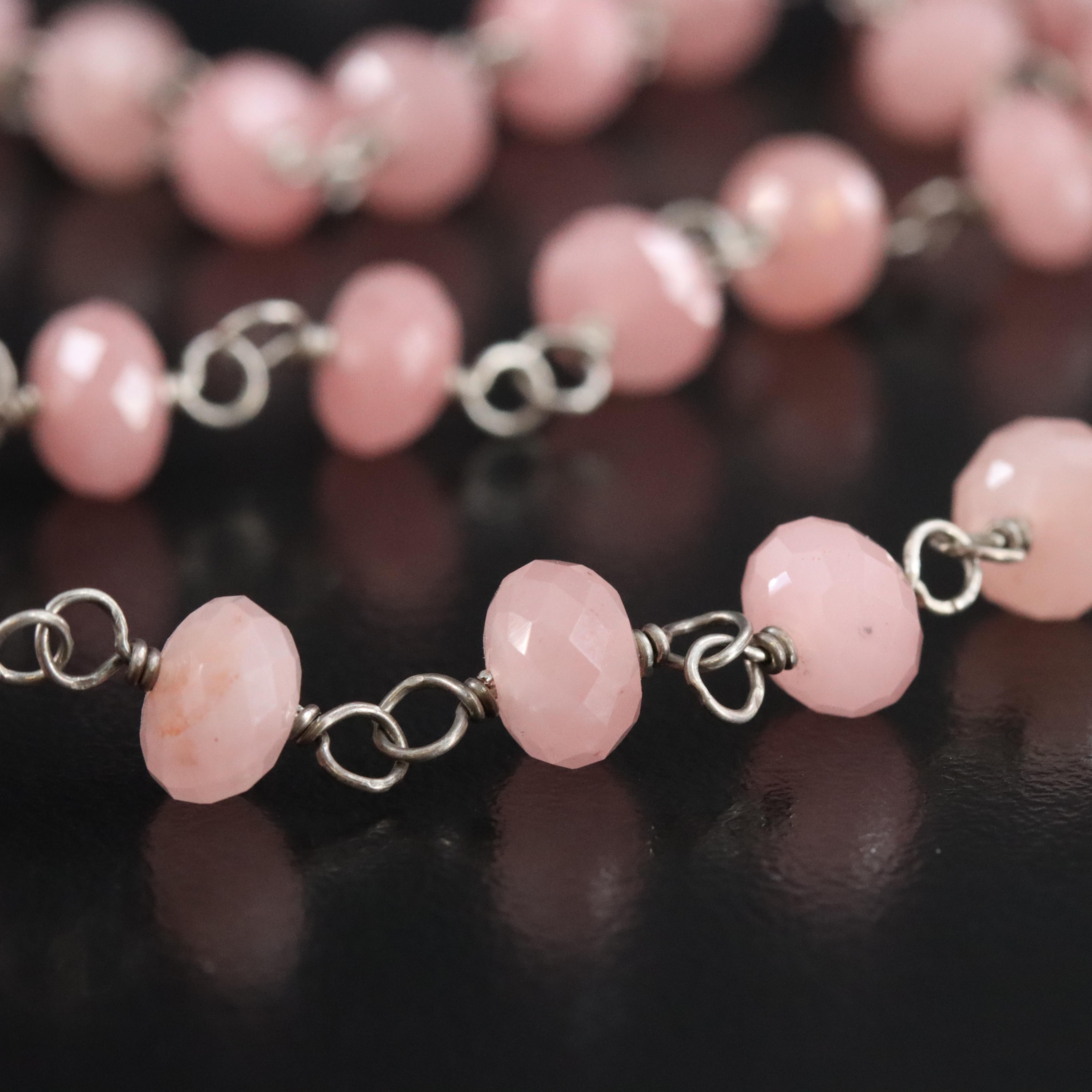 Sheryl Lowe Sterling Rose Quartz and Diamond Necklace