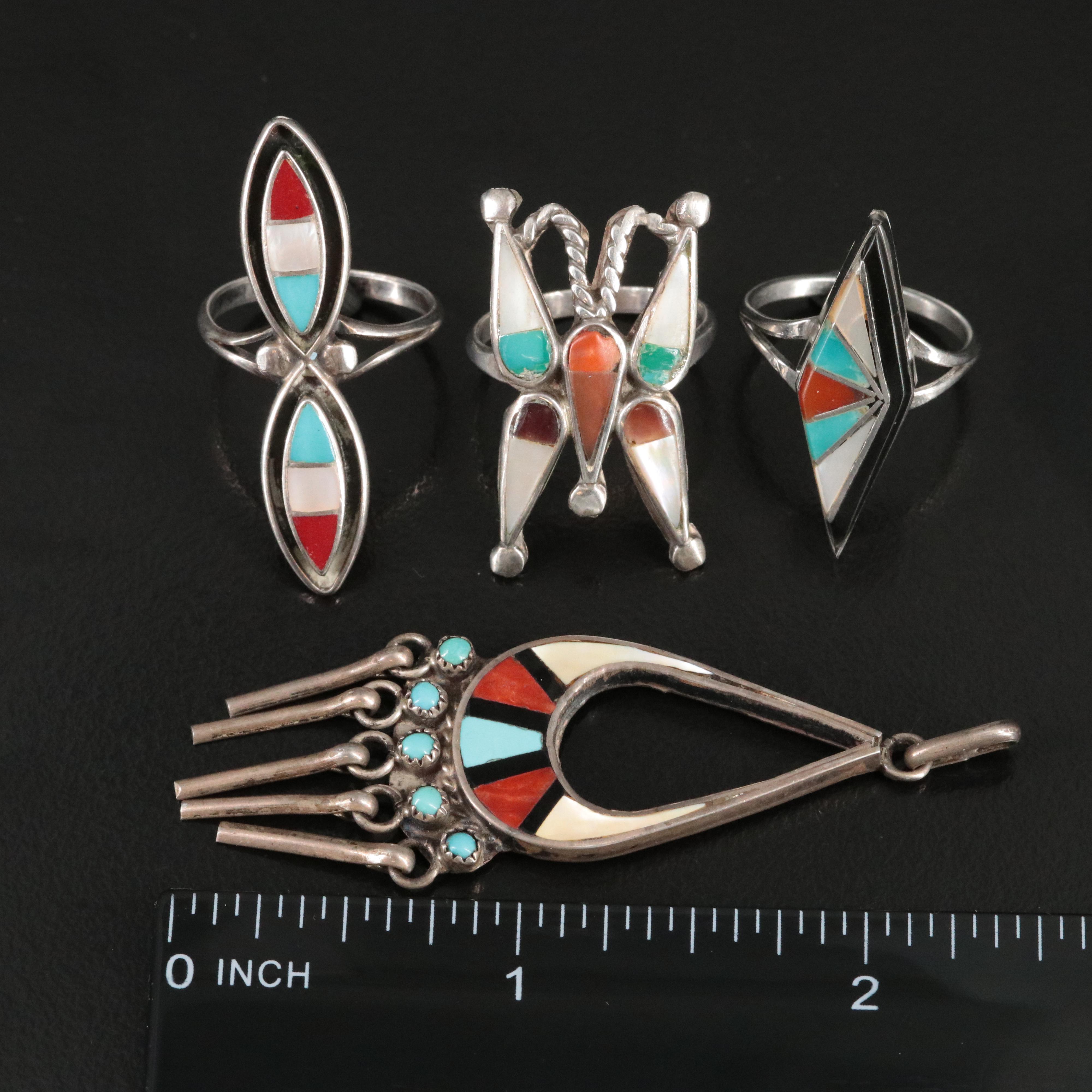 Donald & Viola Eriacho Zuni Pendant Featured in Southwestern Inlay Jewelry