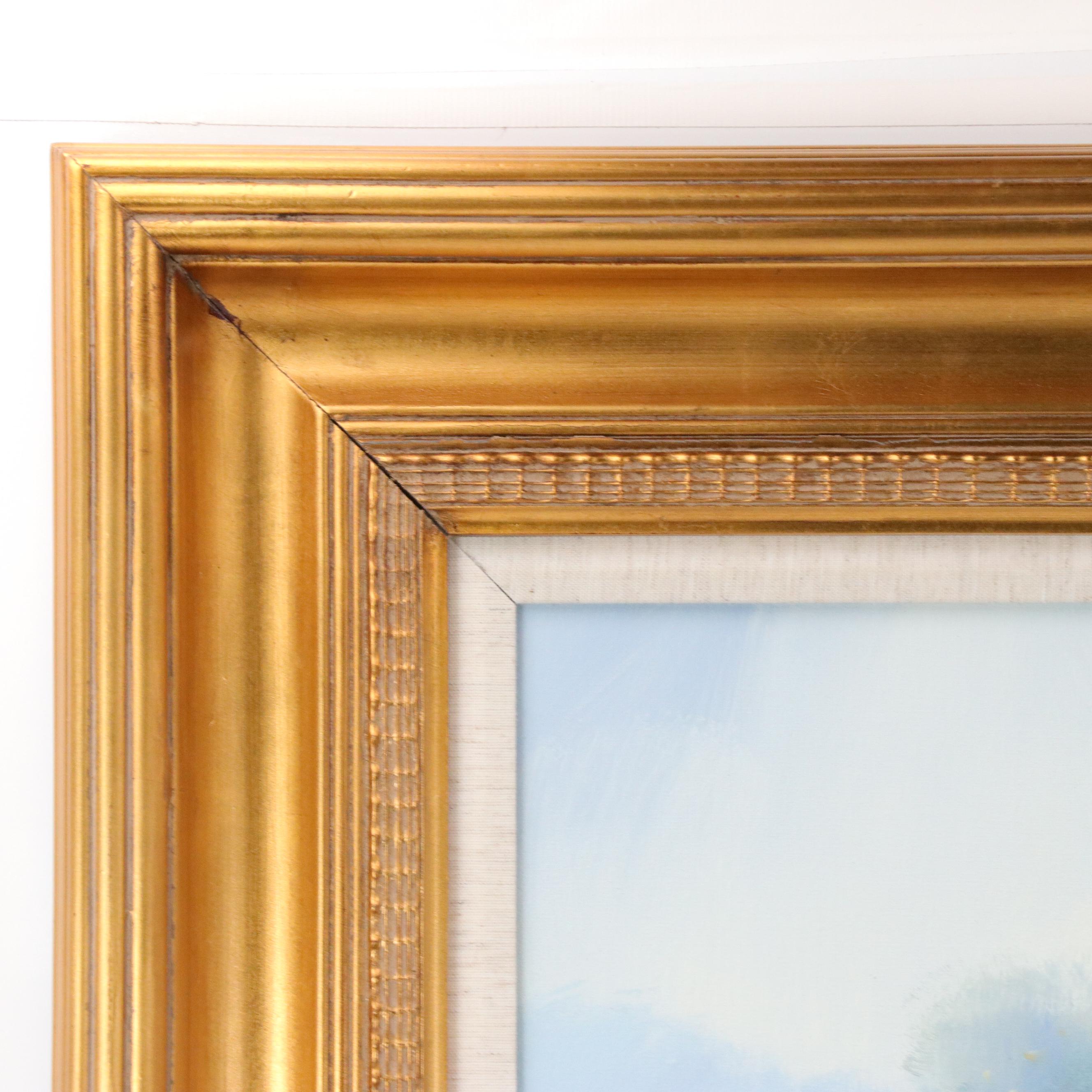 Landscape Oil Painting of a Rural Marshland, 21st Century