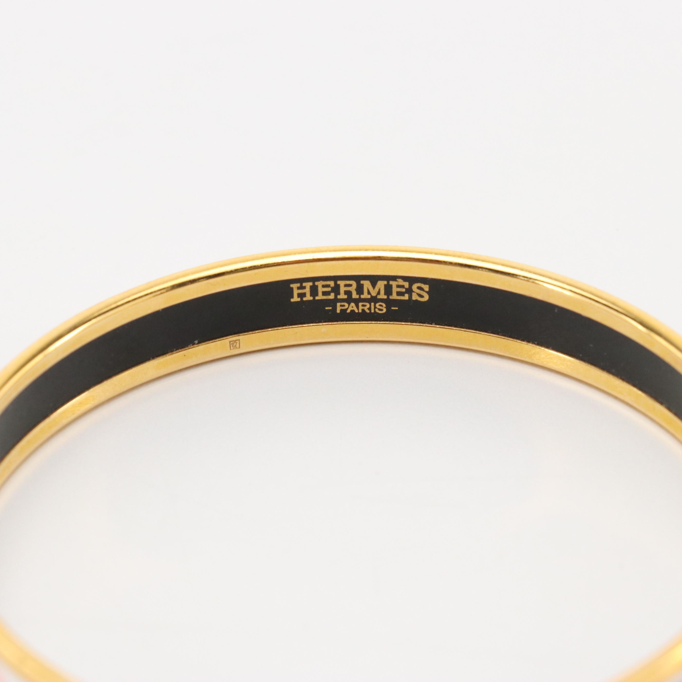 Hermès Jungle Love Rainbow Enamel Narrow Bangle Bracelet in Box