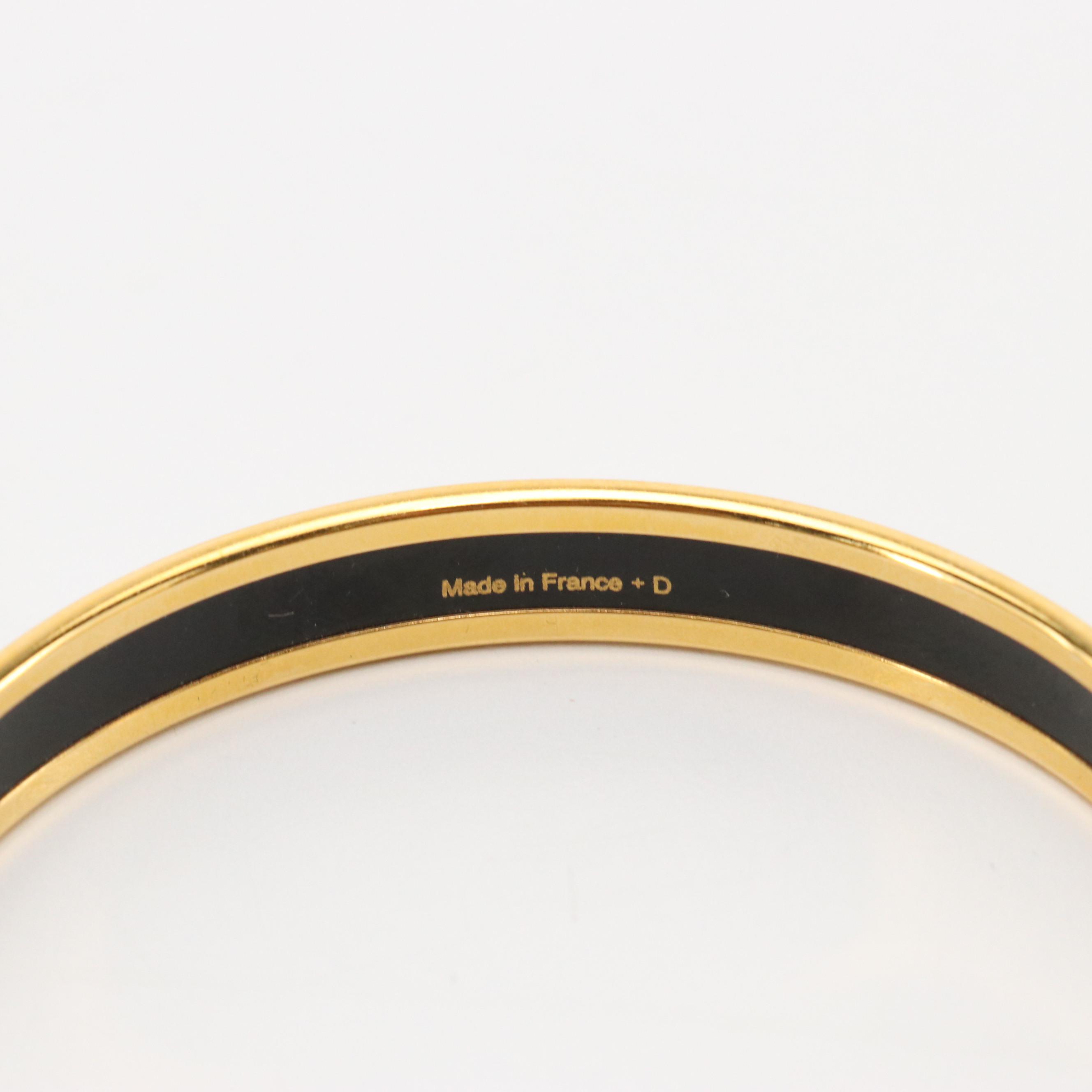 Hermès Jungle Love Rainbow Enamel Narrow Bangle Bracelet in Box