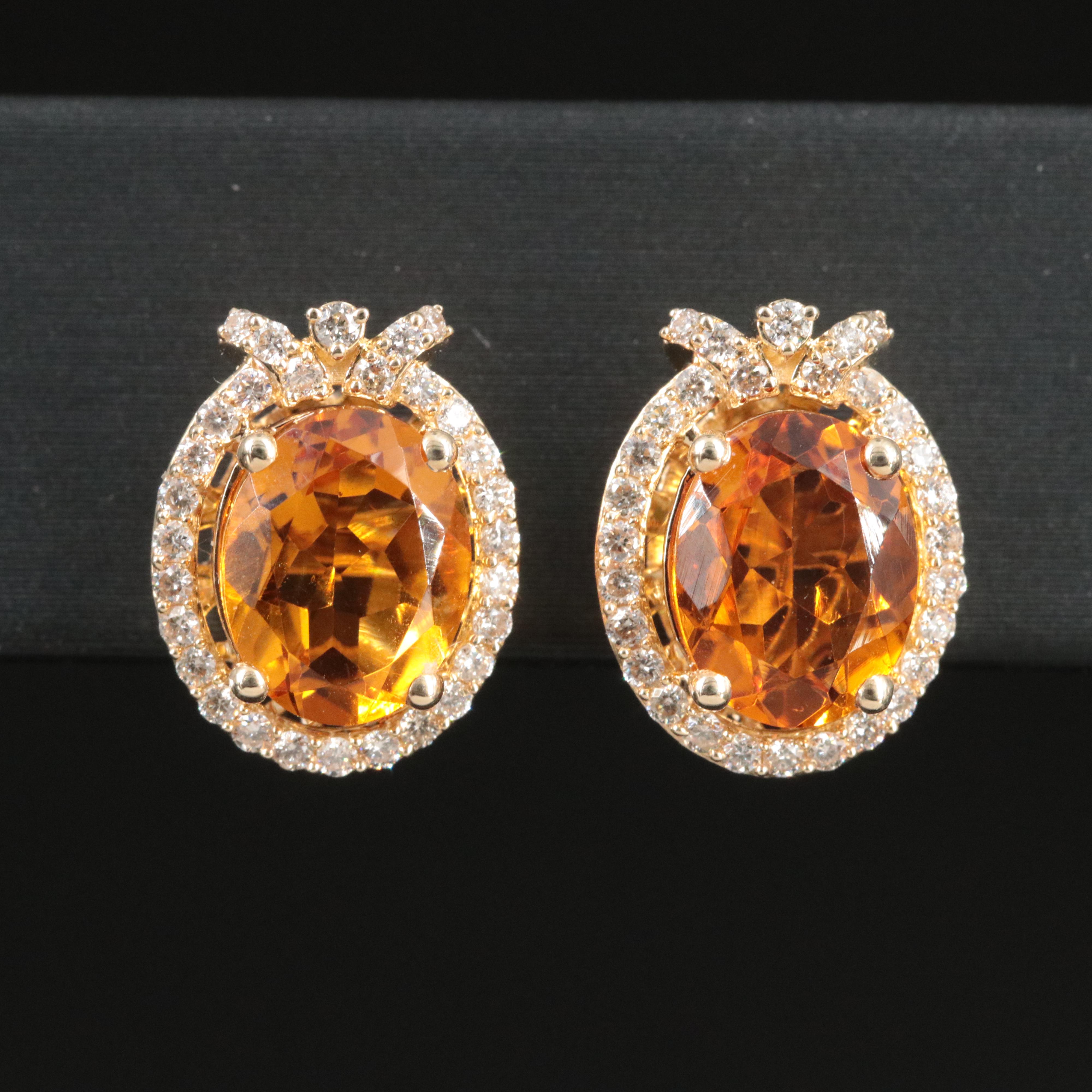 10K Citrine and Diamond Earrings