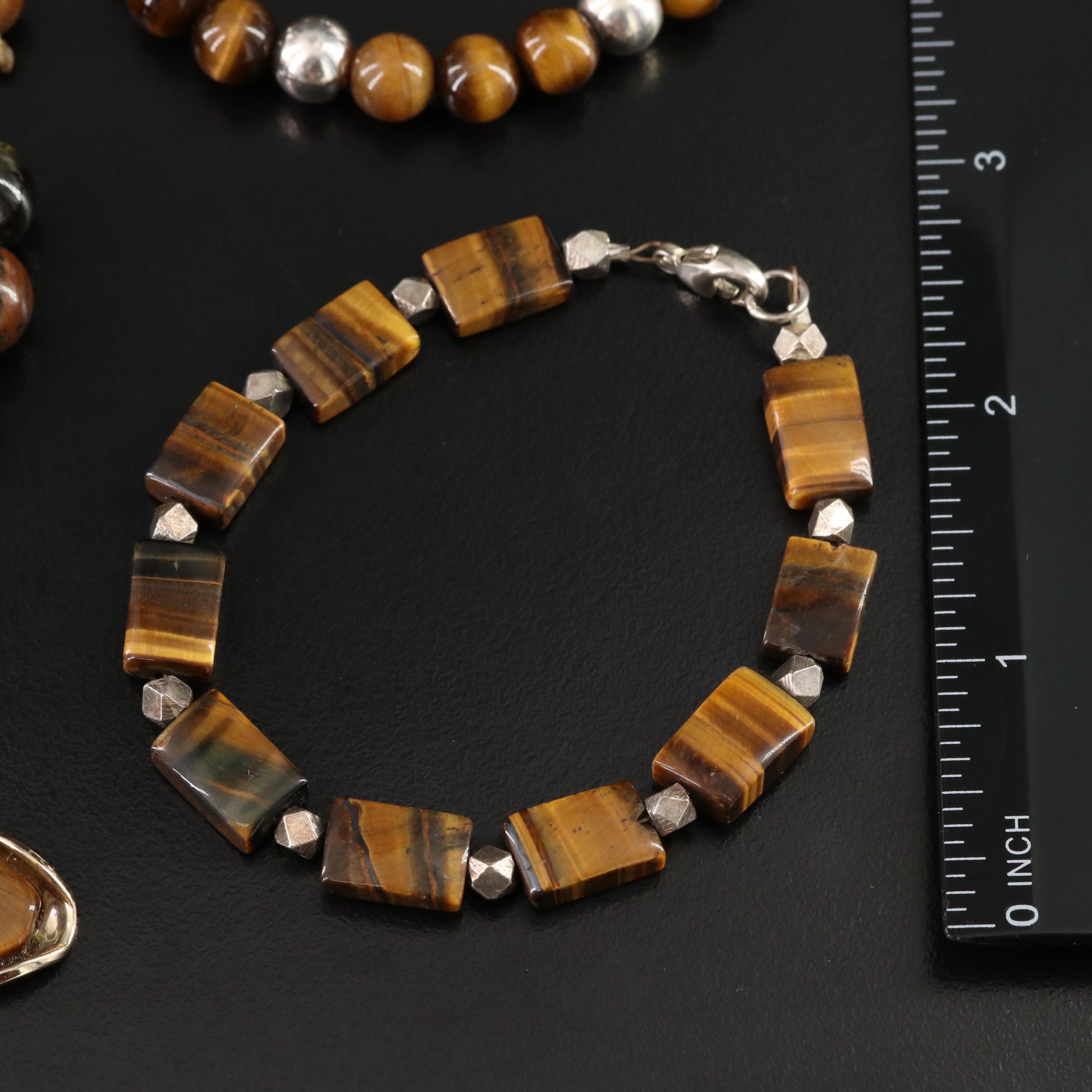Tiger's Eye Jewelry Collection Including Sterling and 14K