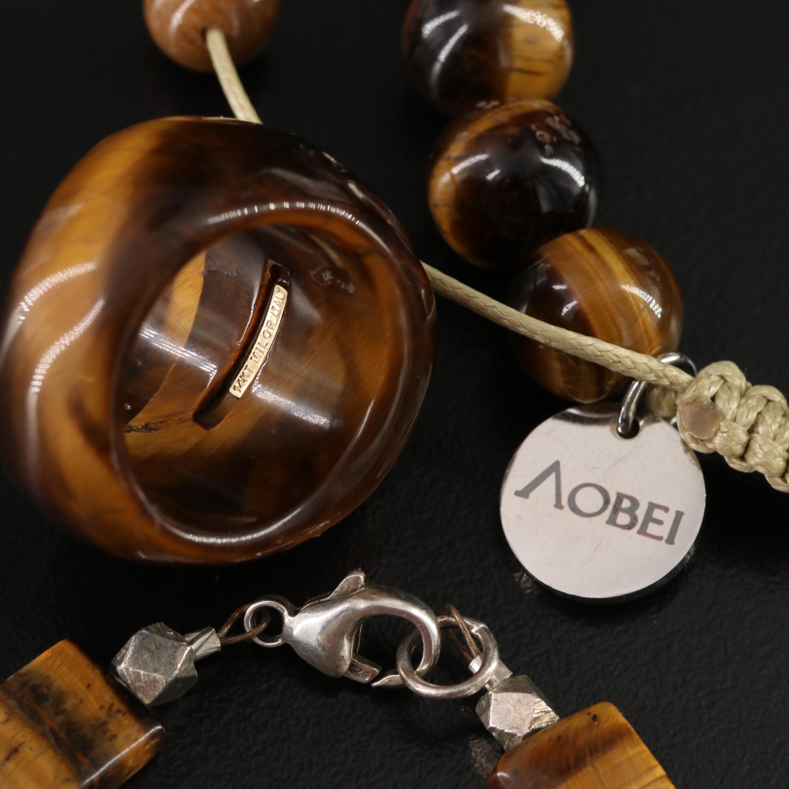 Tiger's Eye Jewelry Collection Including Sterling and 14K