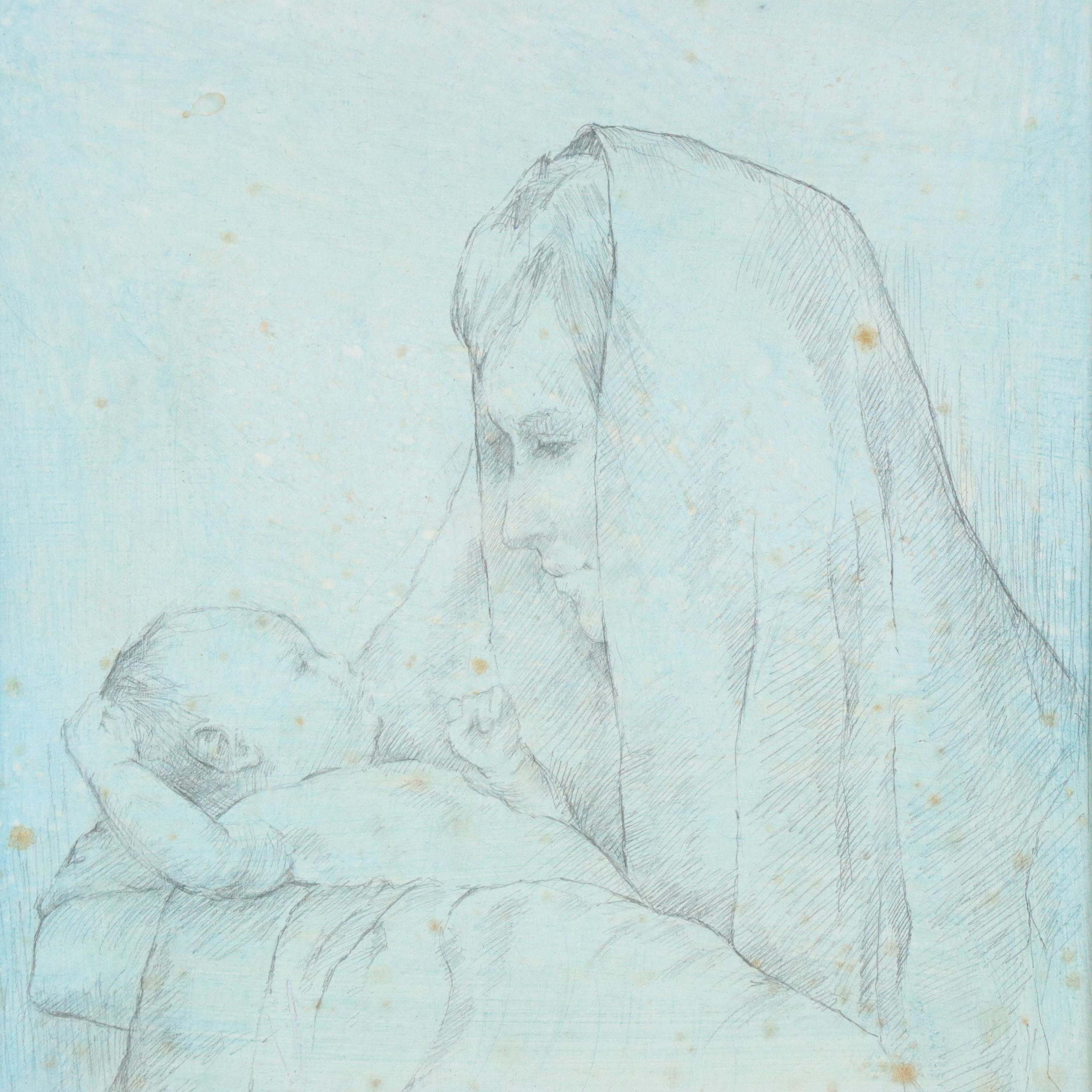 Graphite Drawing of Mother and Child