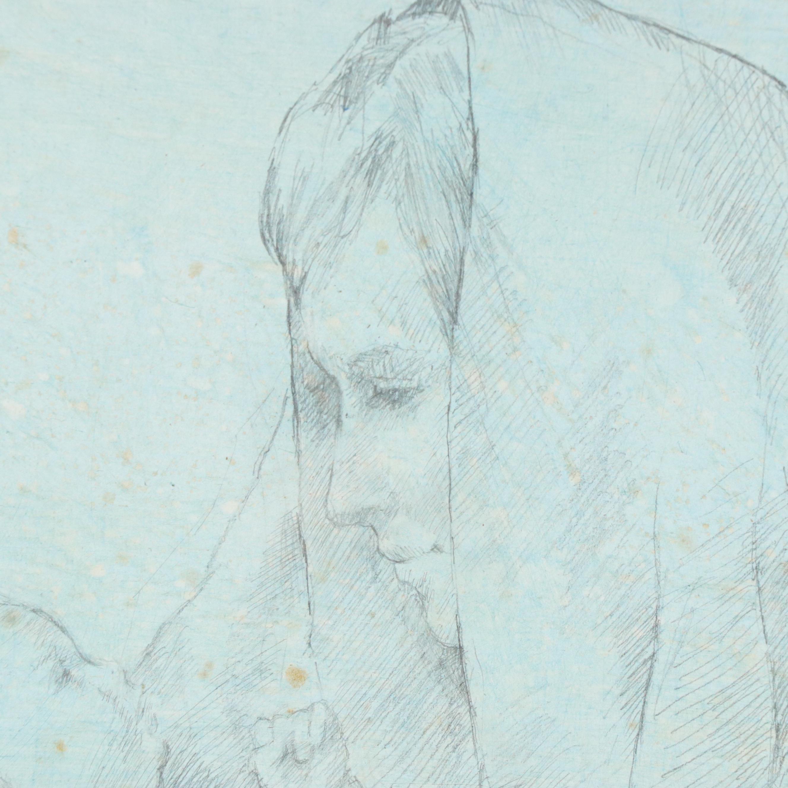 Graphite Drawing of Mother and Child