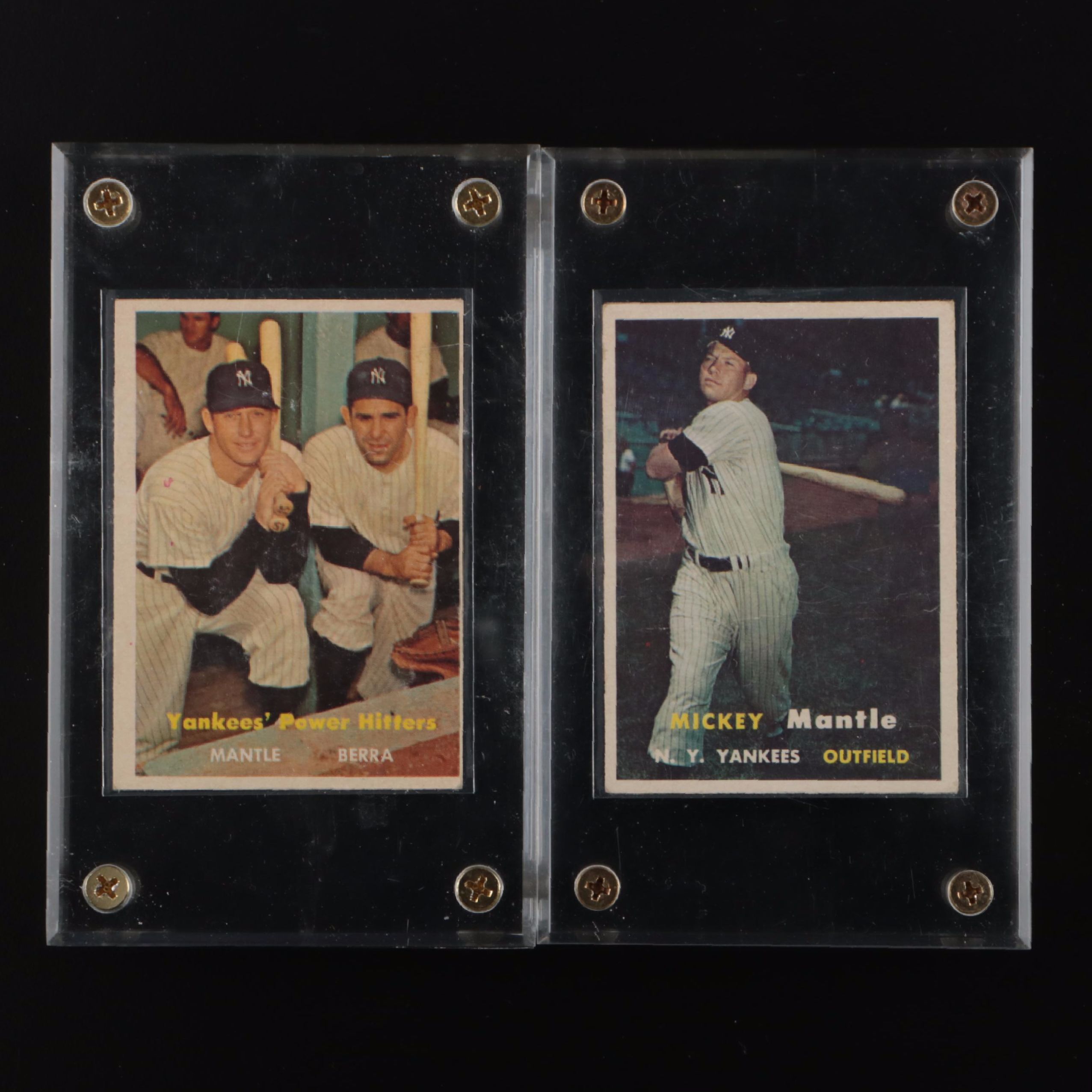 1957 Topps Mickey Mantle and Yogi Berra New York Yankees Baseball Cards