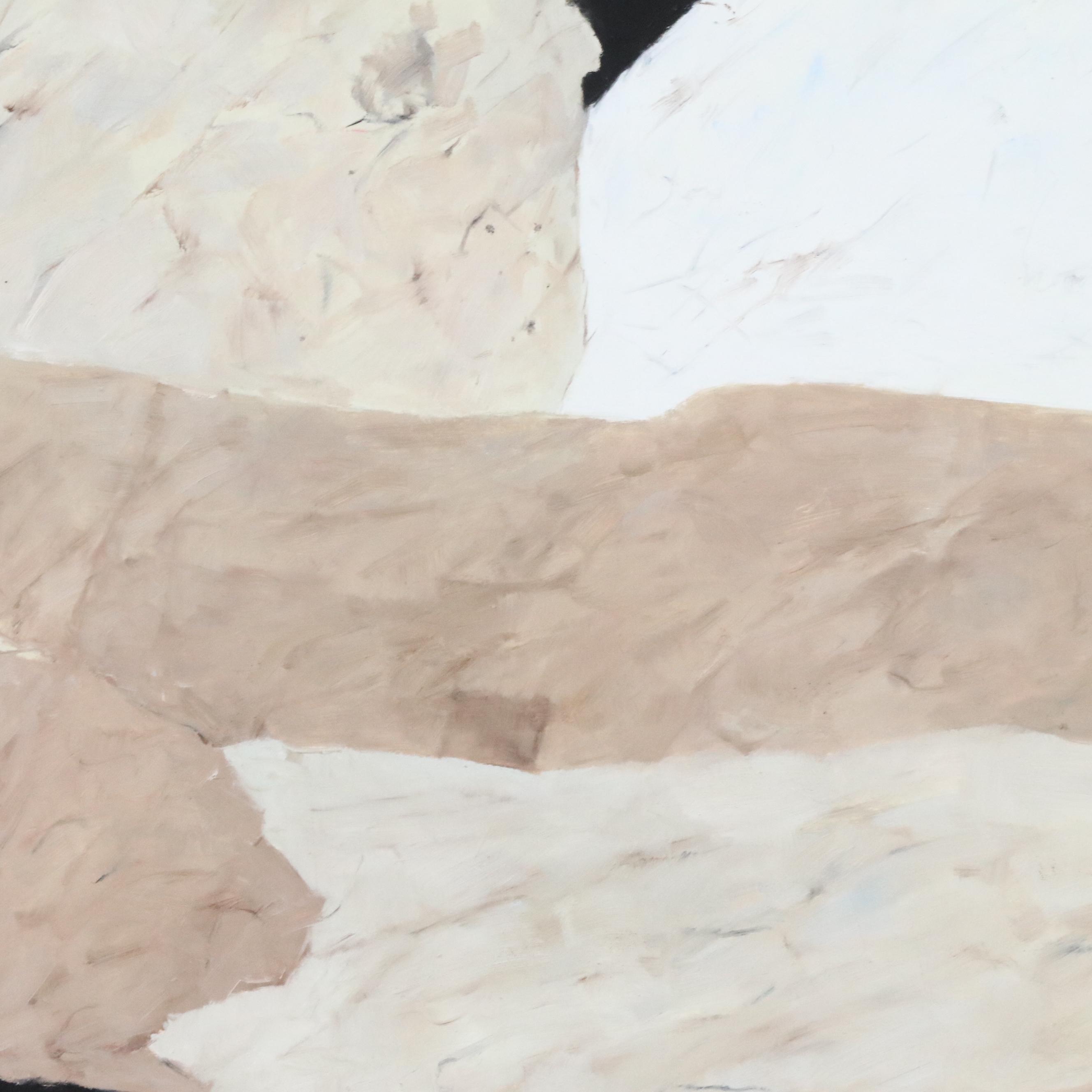 Watkins Large-Scale Gestural Abstract Composition Oil Painting "Tan and Black"