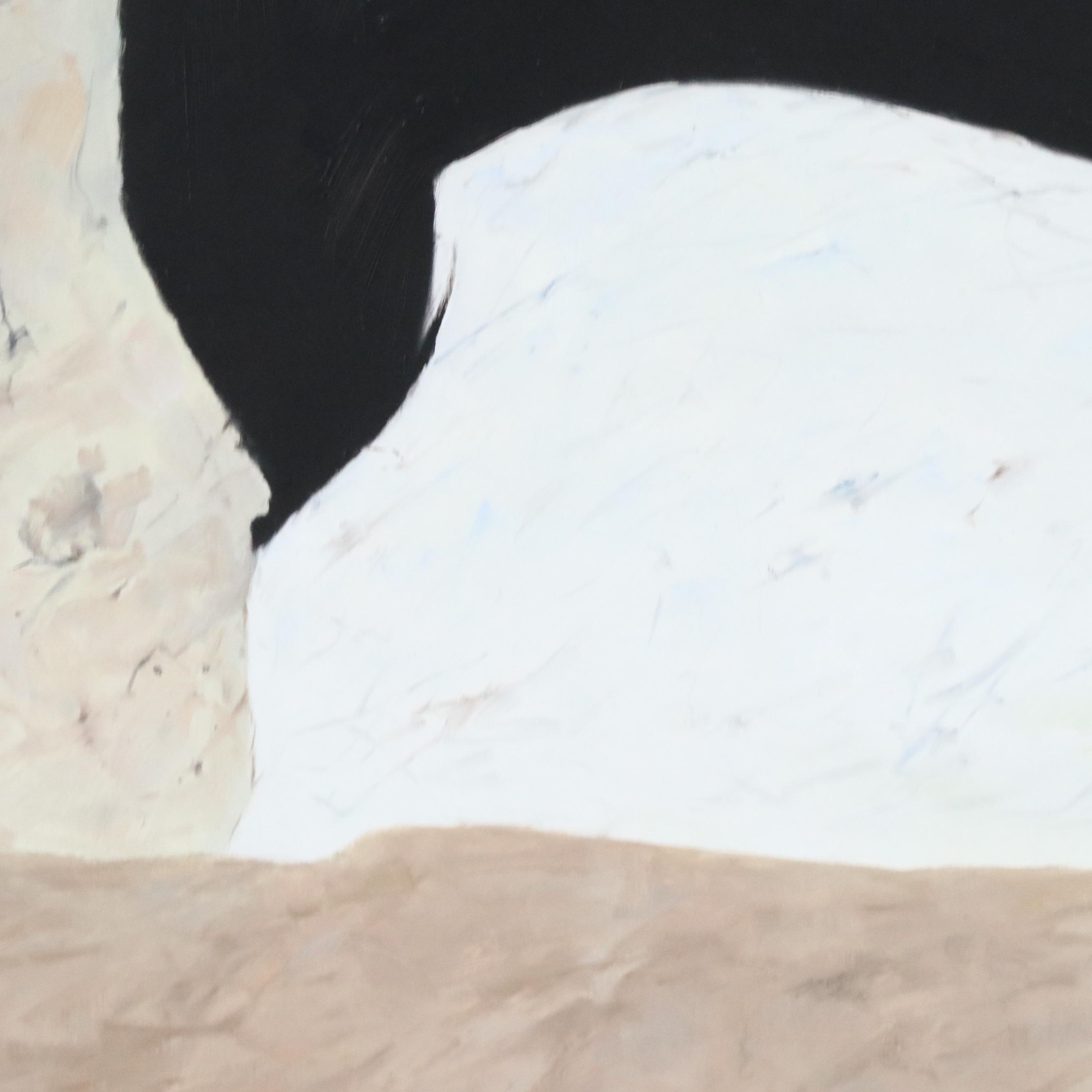 Watkins Large-Scale Gestural Abstract Composition Oil Painting "Tan and Black"