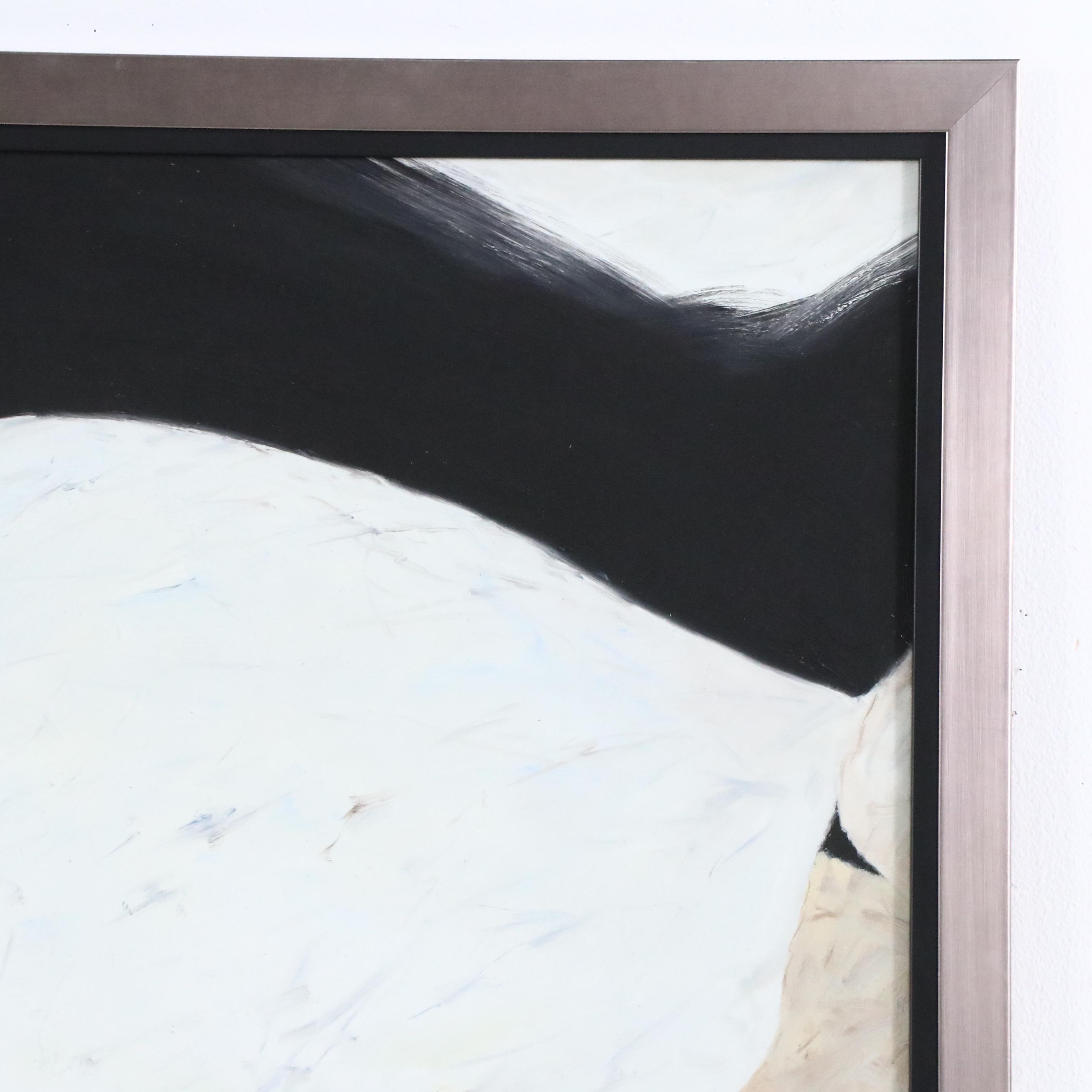 Watkins Large-Scale Gestural Abstract Composition Oil Painting "Tan and Black"