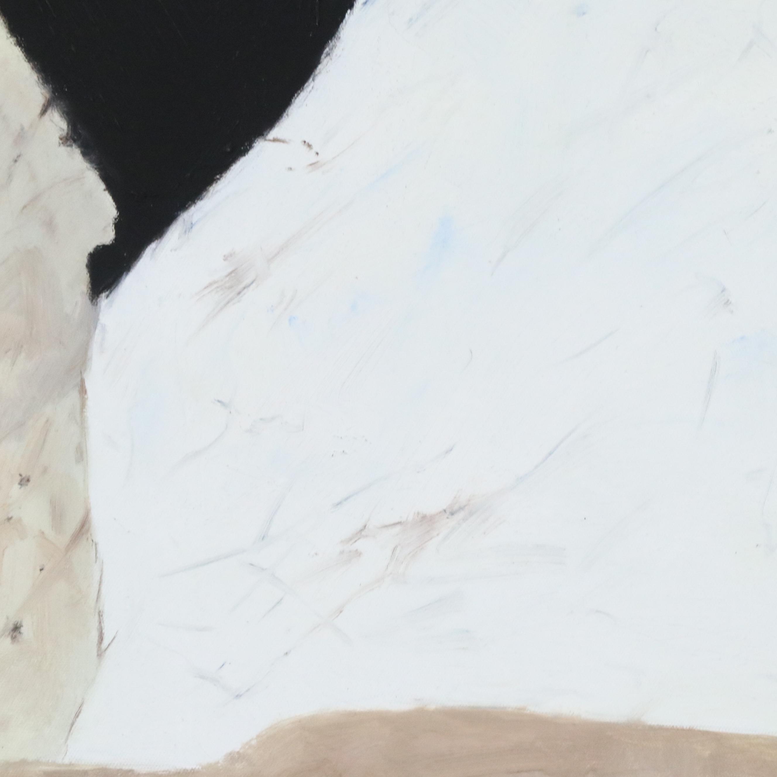 Watkins Large-Scale Gestural Abstract Composition Oil Painting "Tan and Black"