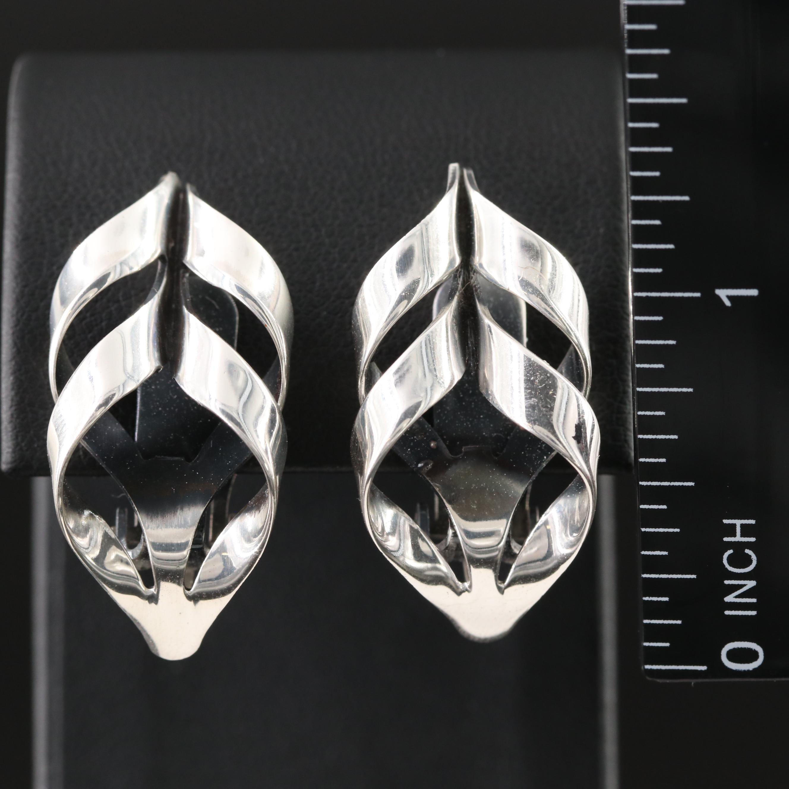 Sauteur Renoir Vintage Sterling Ribbon Earrings