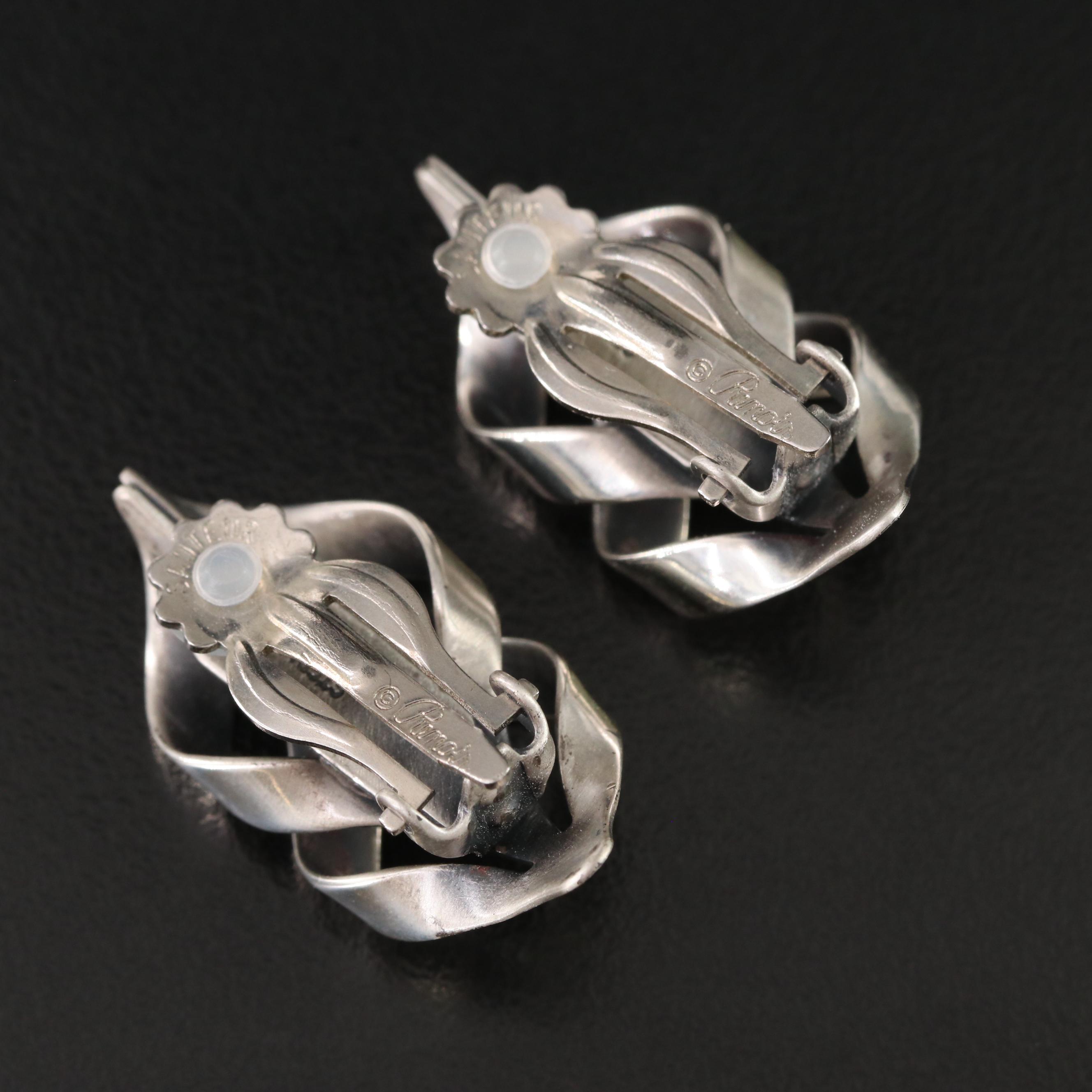 Sauteur Renoir Vintage Sterling Ribbon Earrings