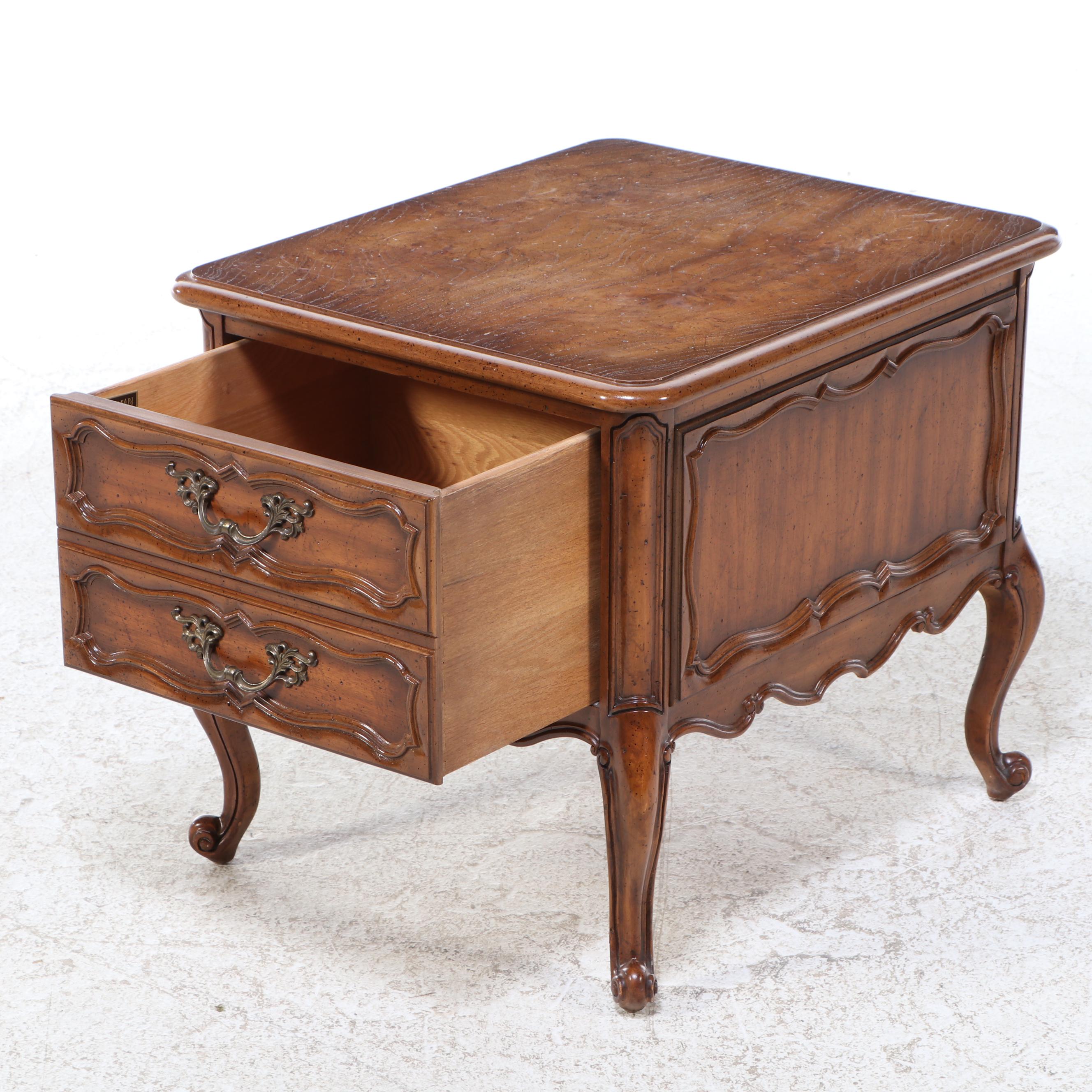 Weiman French Provincial Style Walnut Finish Side Table, Mid to Late 20th C.