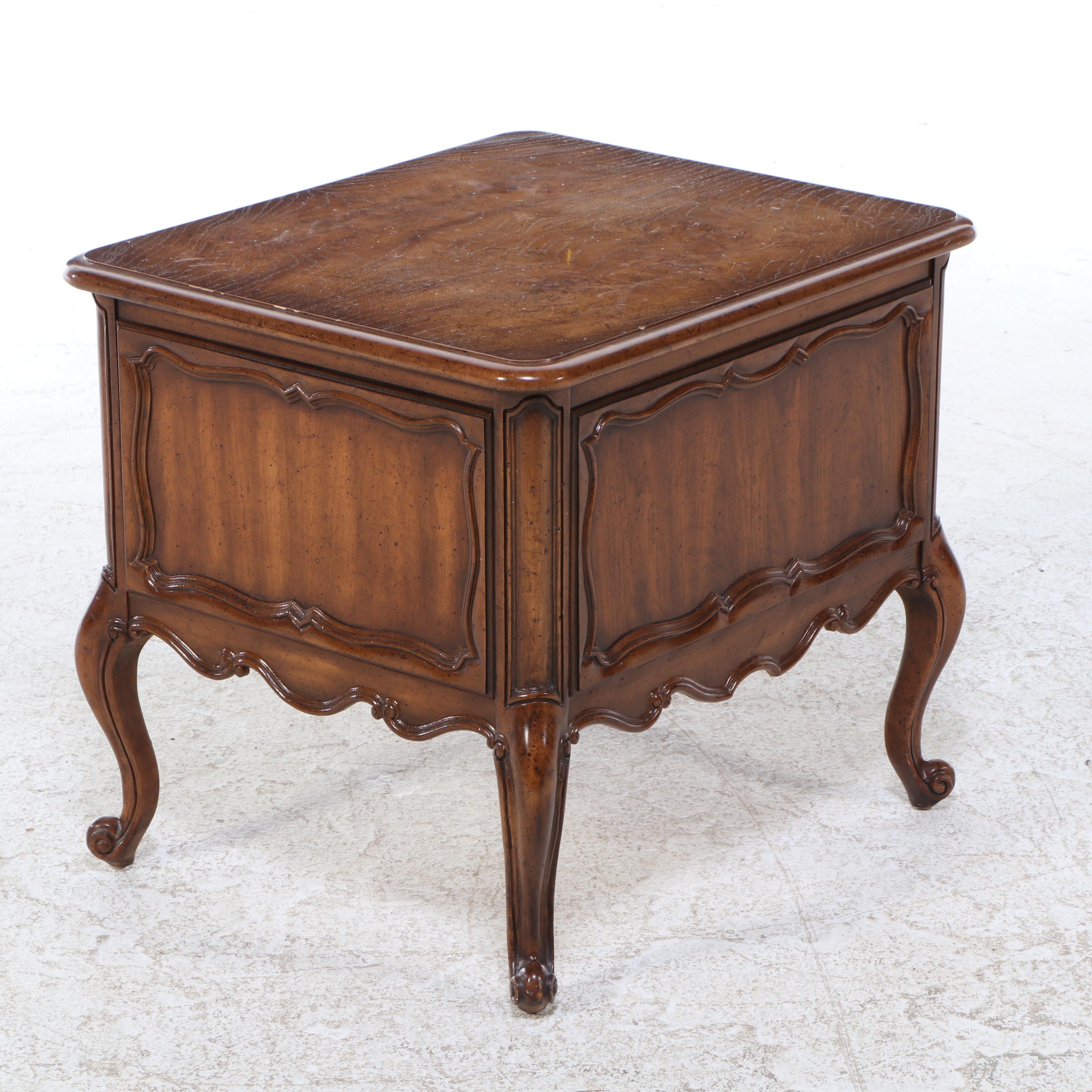 Weiman French Provincial Style Walnut Finish Side Table, Mid to Late 20th C.