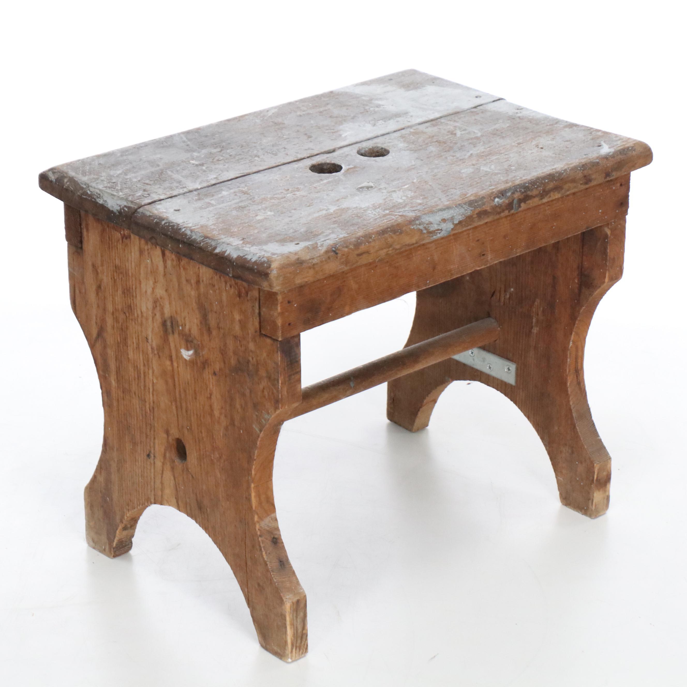 Primitive Style Wooden Stools, Early to Mid-20th Century