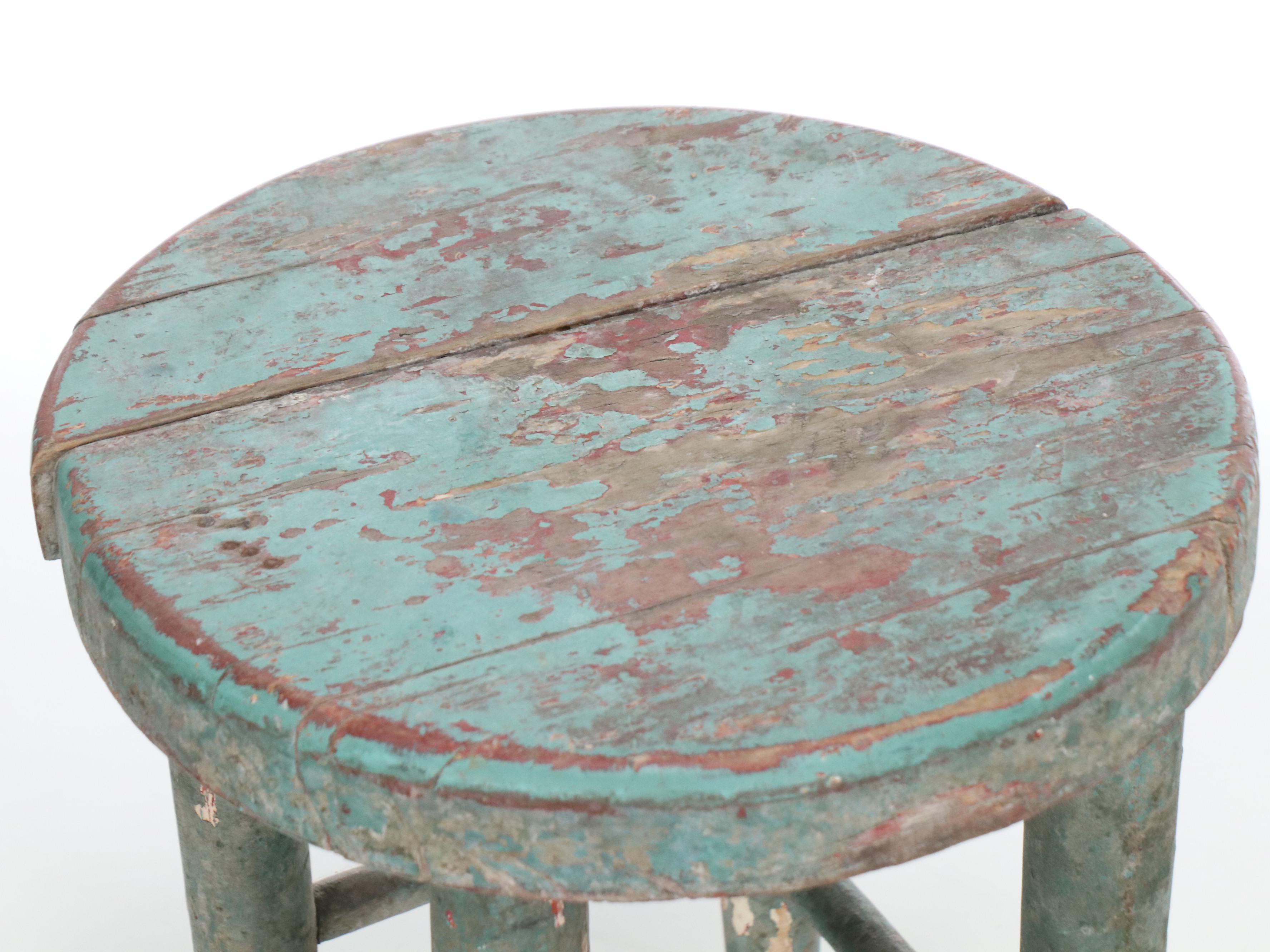 Primitive Style Wooden Stools, Early to Mid-20th Century