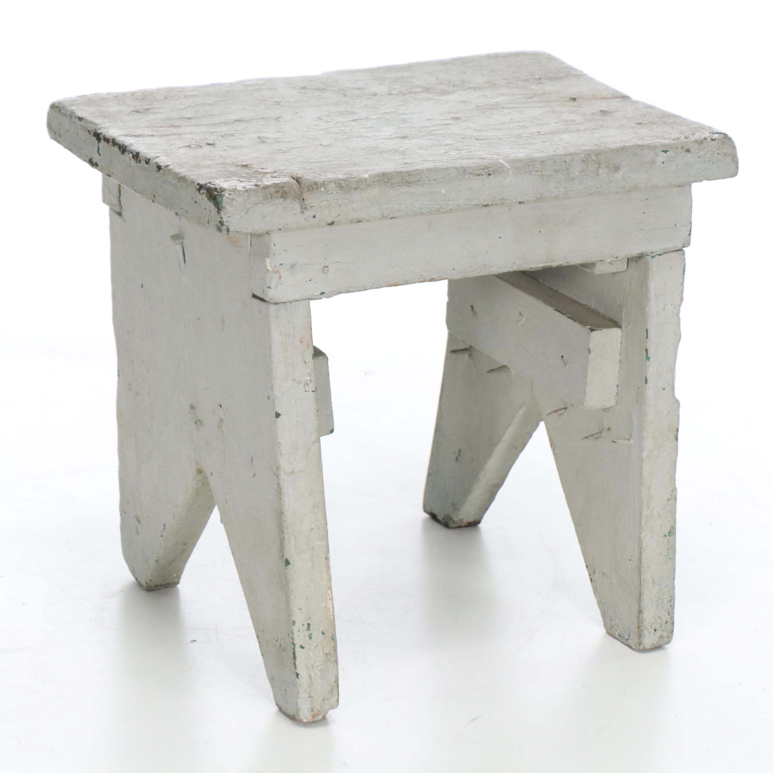 Primitive Style Wooden Stools, Early to Mid-20th Century