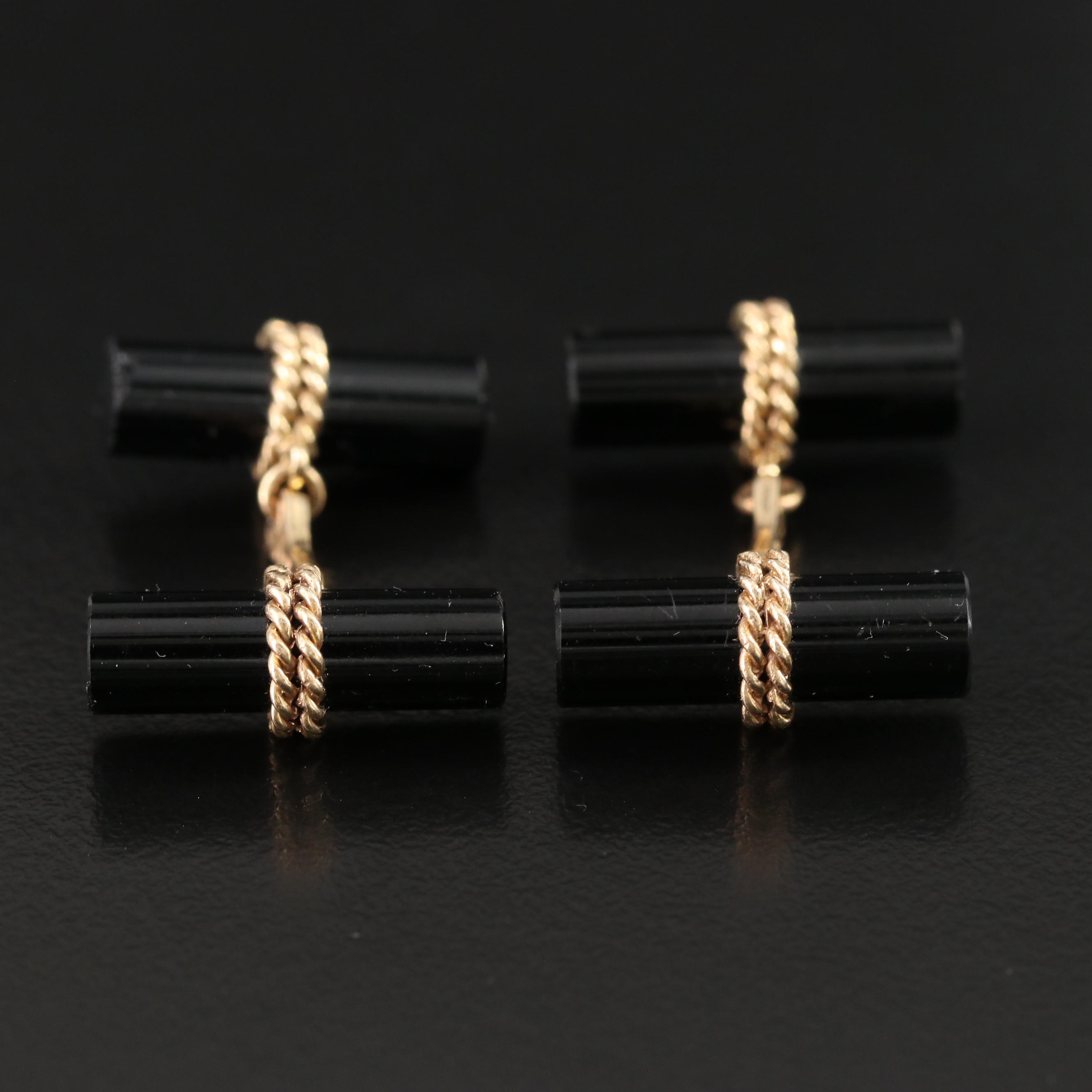 Vintage 14K Black Onyx Cufflinks