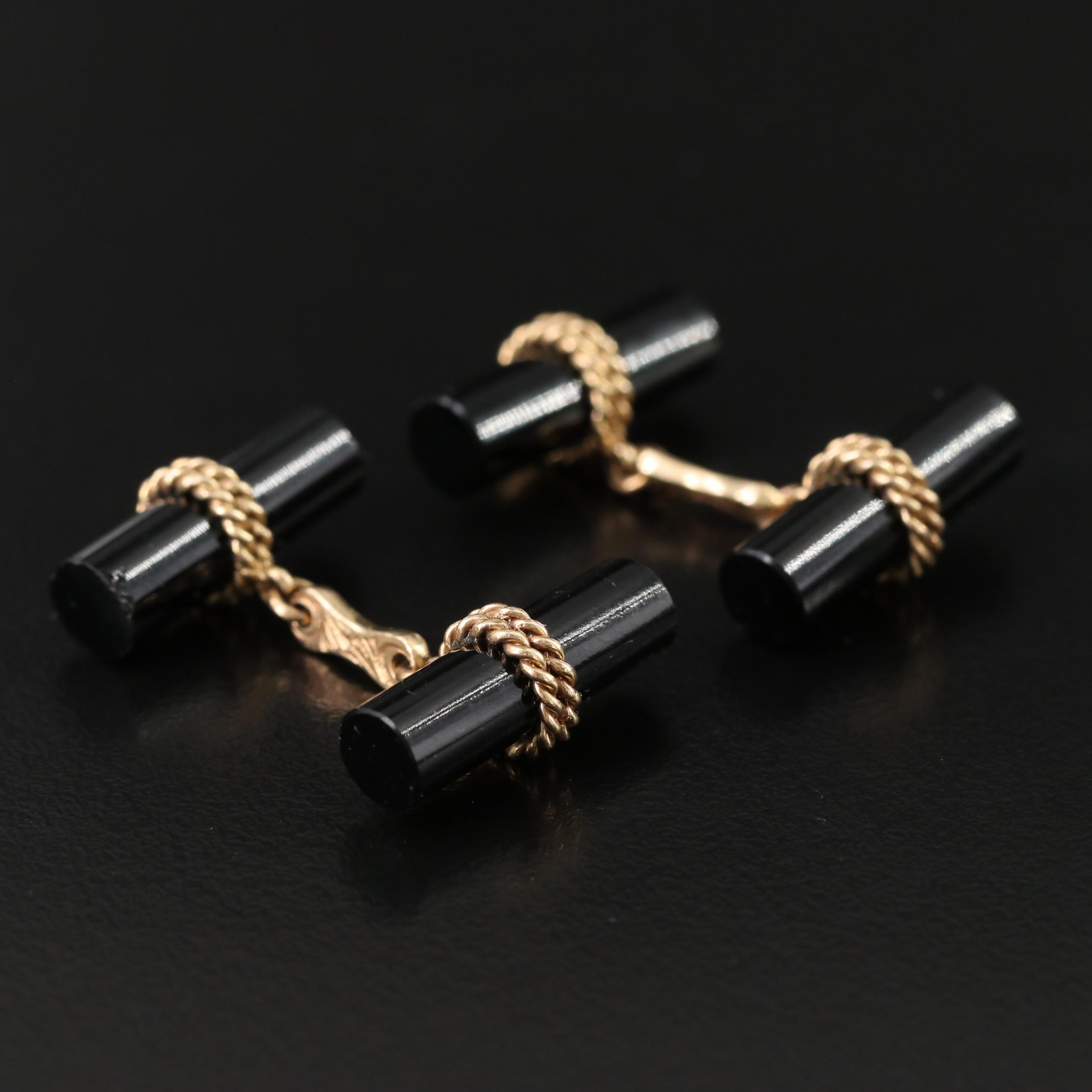 Vintage 14K Black Onyx Cufflinks