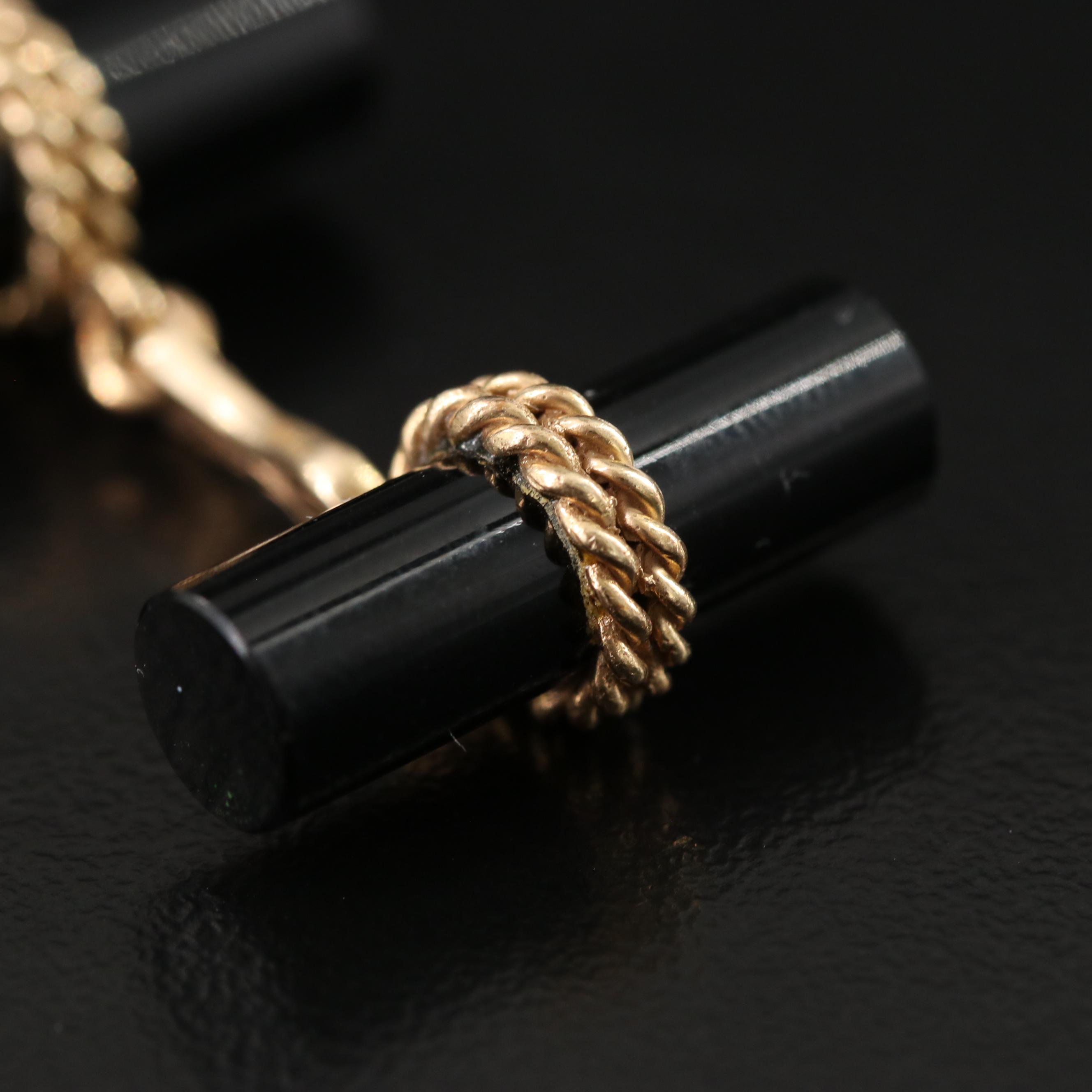 Vintage 14K Black Onyx Cufflinks