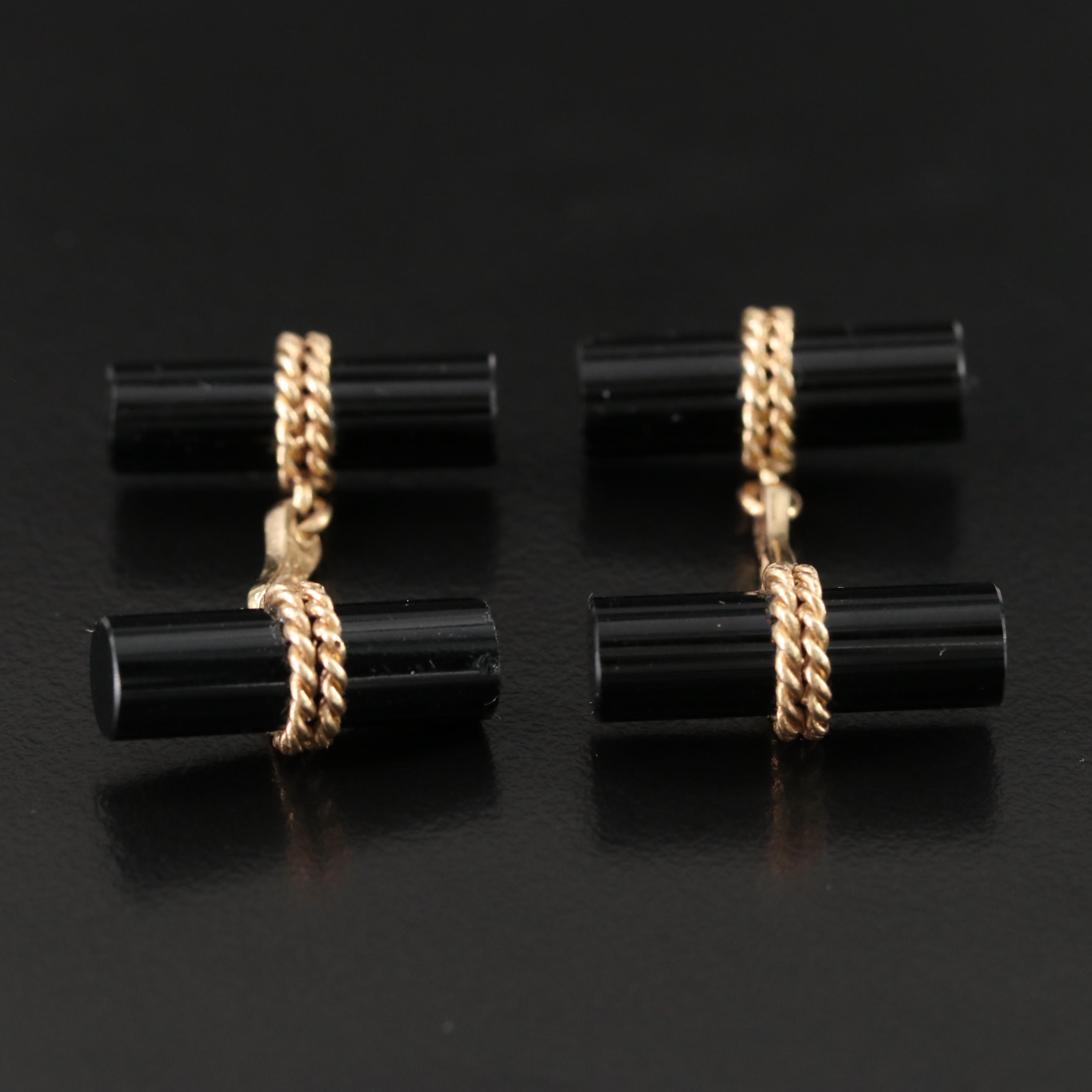 Vintage 14K Black Onyx Cufflinks