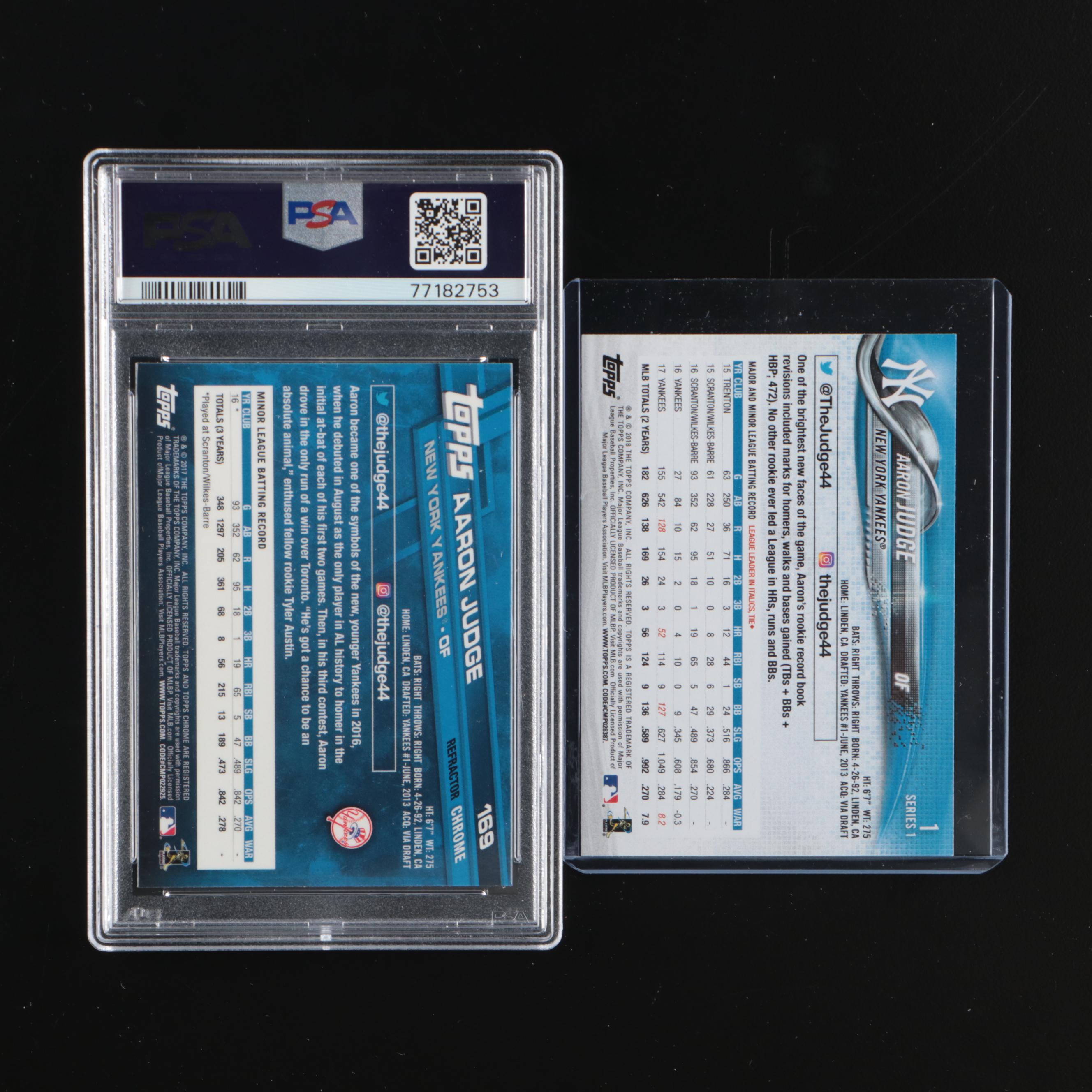 2017 Topps Chrome Aaron Judge Rookie Refractor Card Graded PSA 9 with More