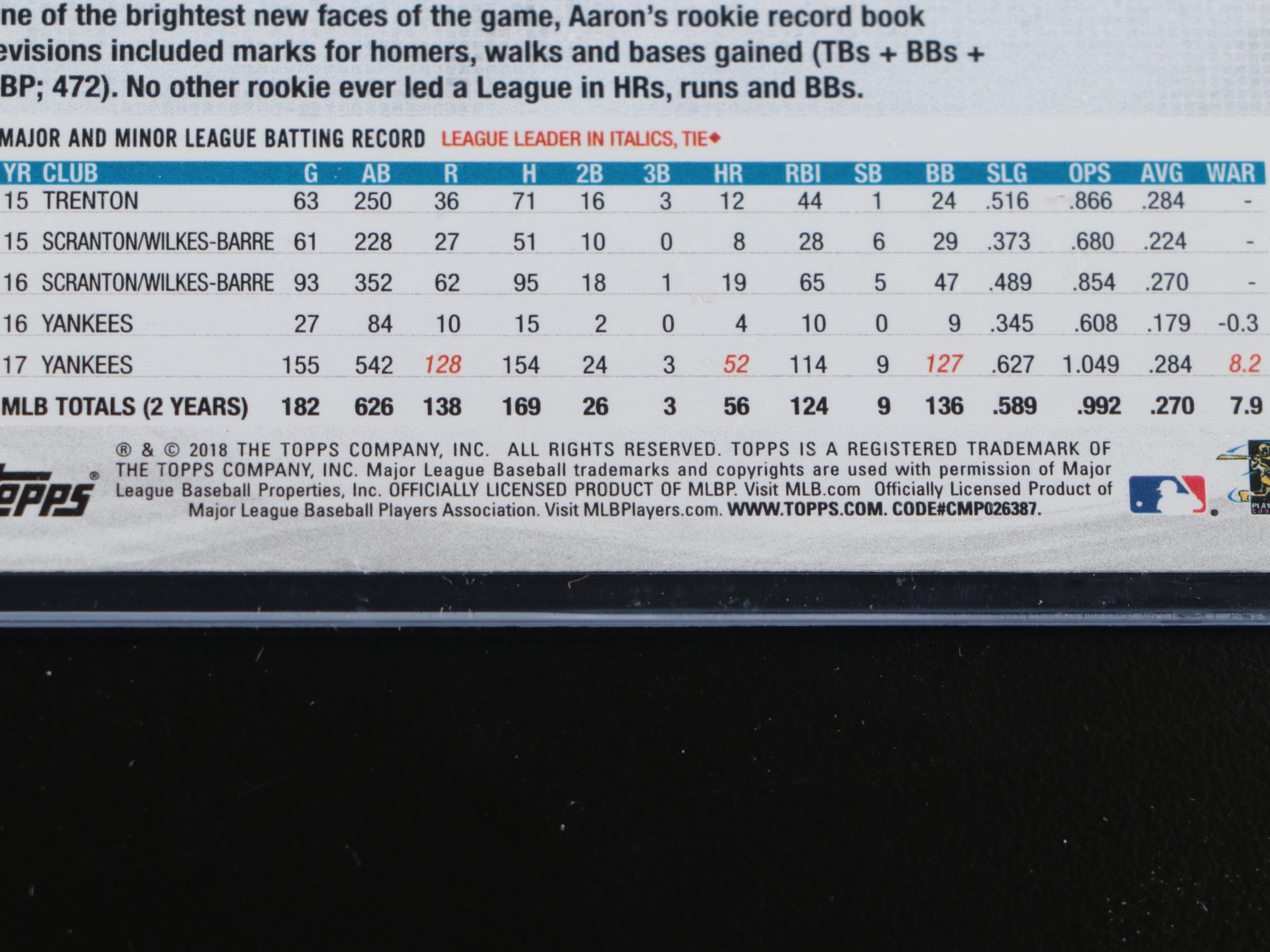 2017 Topps Chrome Aaron Judge Rookie Refractor Card Graded PSA 9 with More