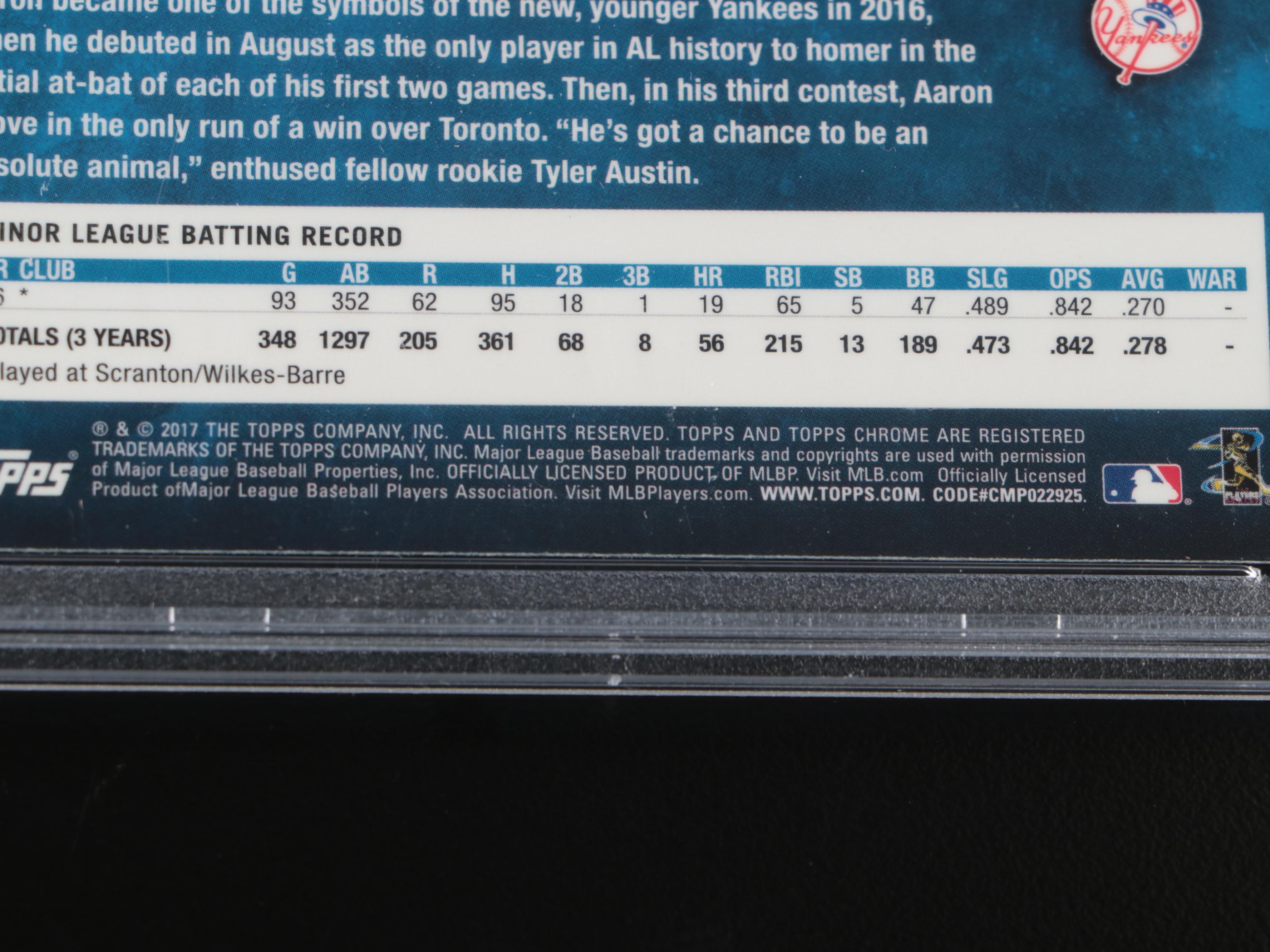 2017 Topps Chrome Aaron Judge Rookie Refractor Card Graded PSA 9 with More