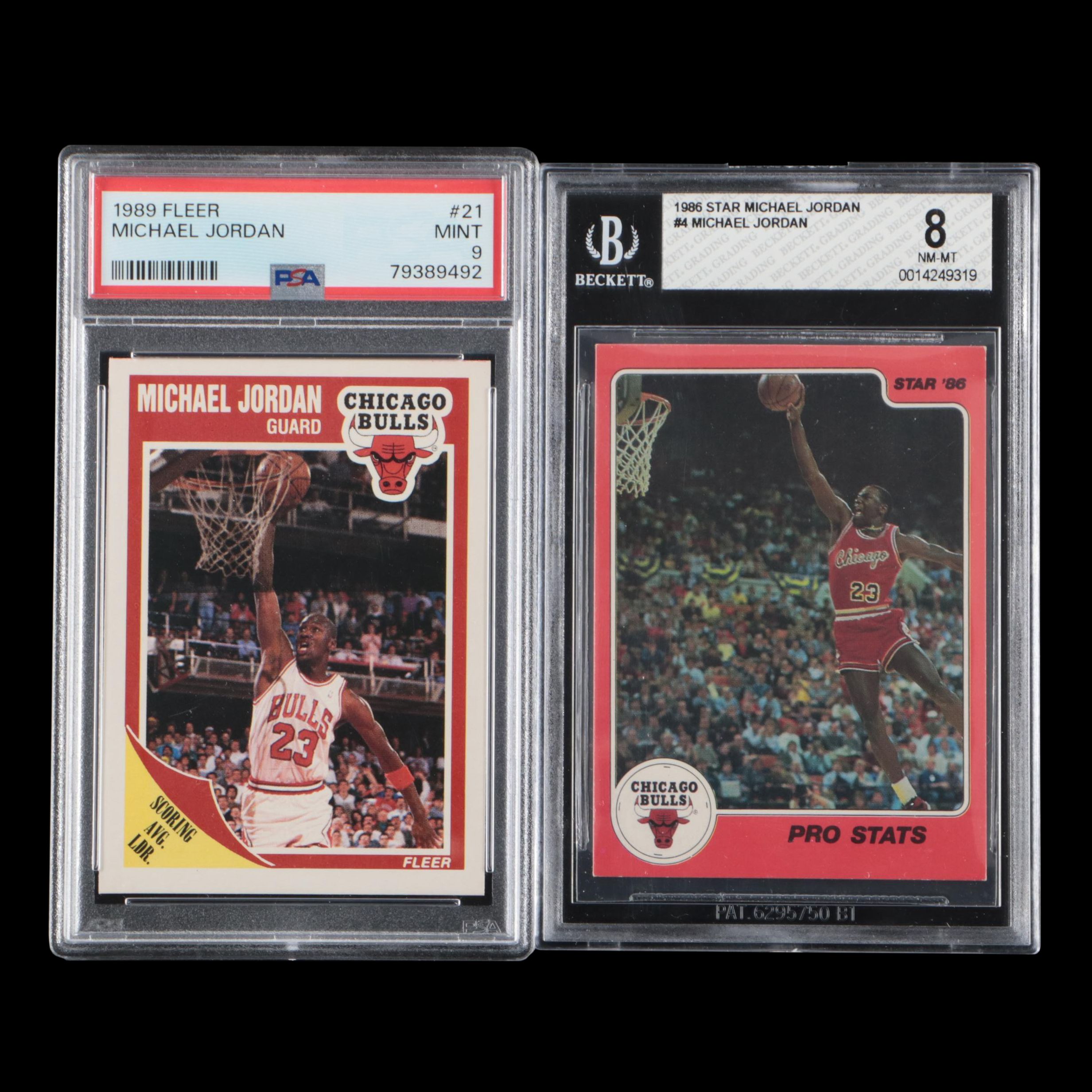 1986 STAR Michael Jordan Basketball Card Graded BGS 8 with 1989 Fleer PSA 9