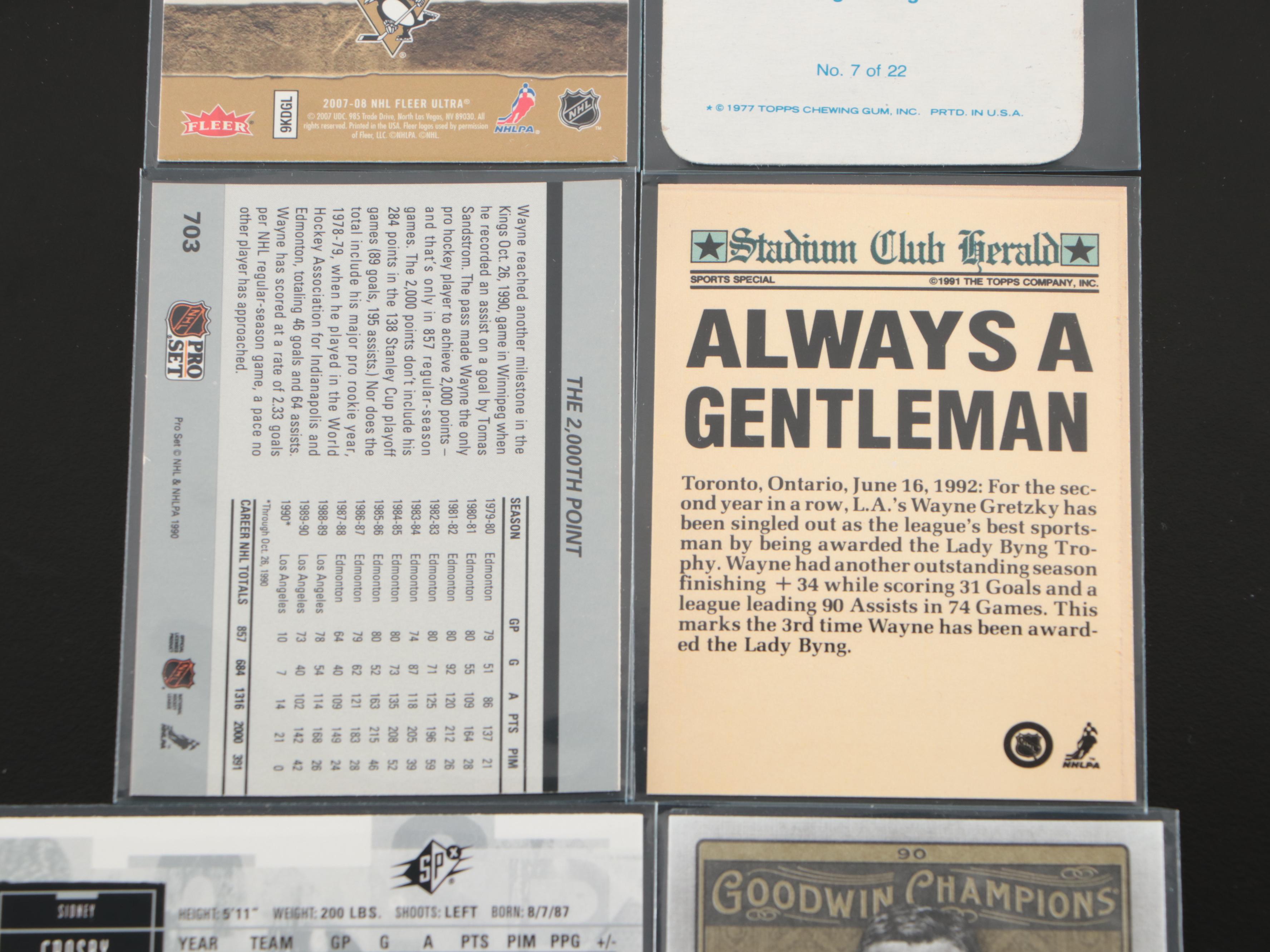 Pro Set with Other Hockey Cards Featuring Wayne Gretzky, Guy Lafleur, and More