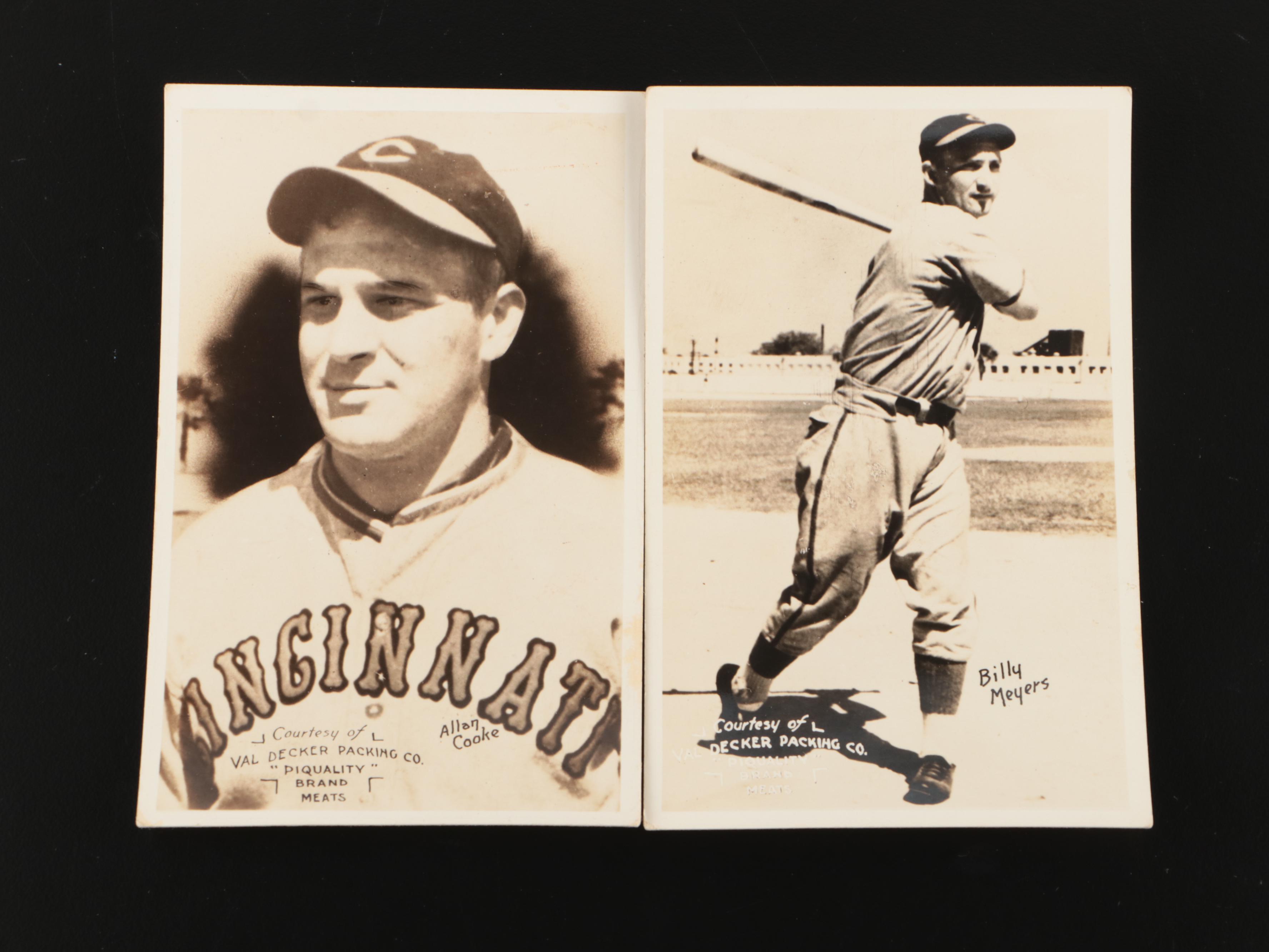 1937-39 Orcajo Cincinnati Reds Postcards with Ernie Lombardi, Val Decker Packing