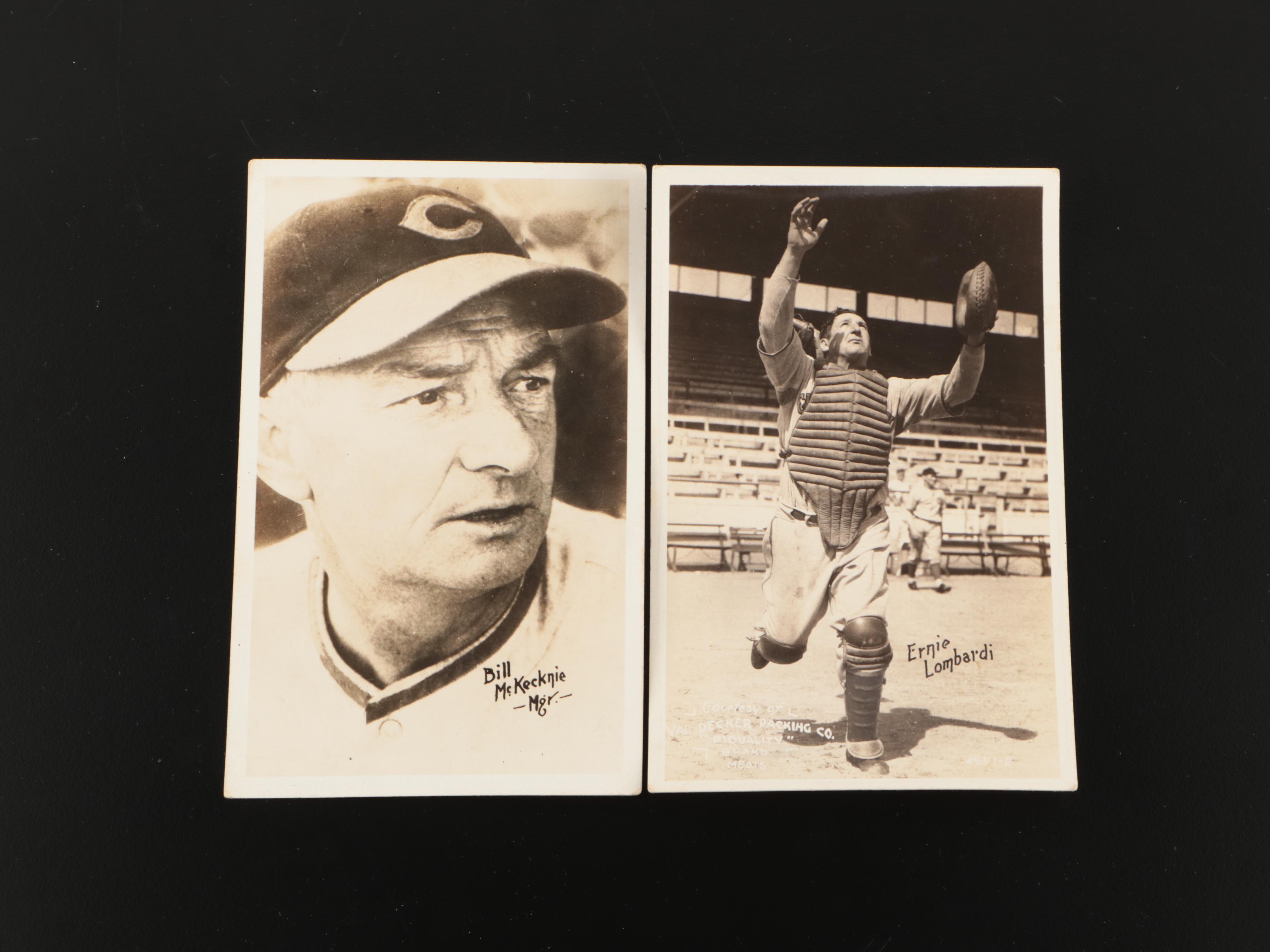 1937-39 Orcajo Cincinnati Reds Postcards with Ernie Lombardi, Val Decker Packing