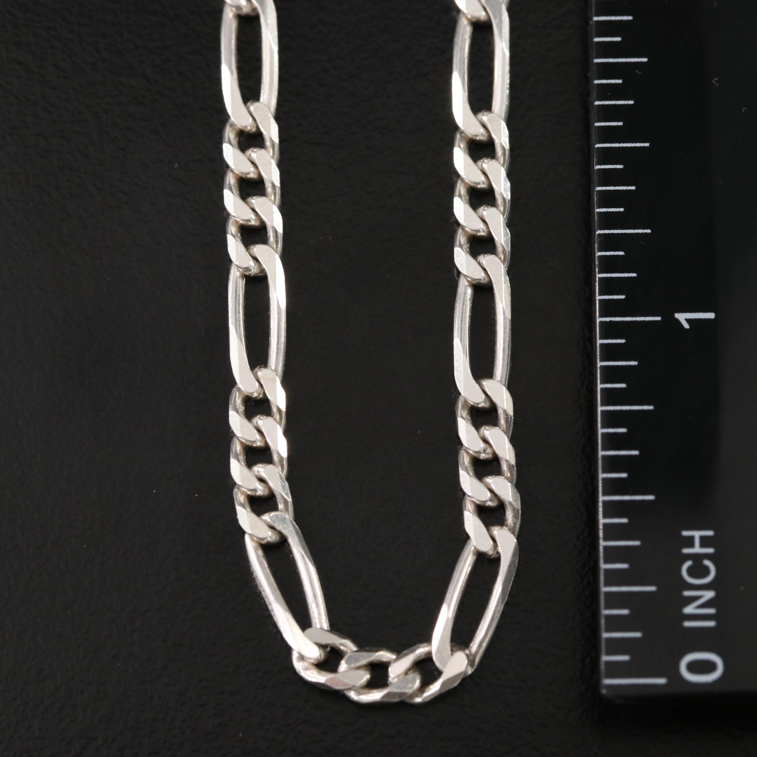 Sterling Figaro Chain Necklace