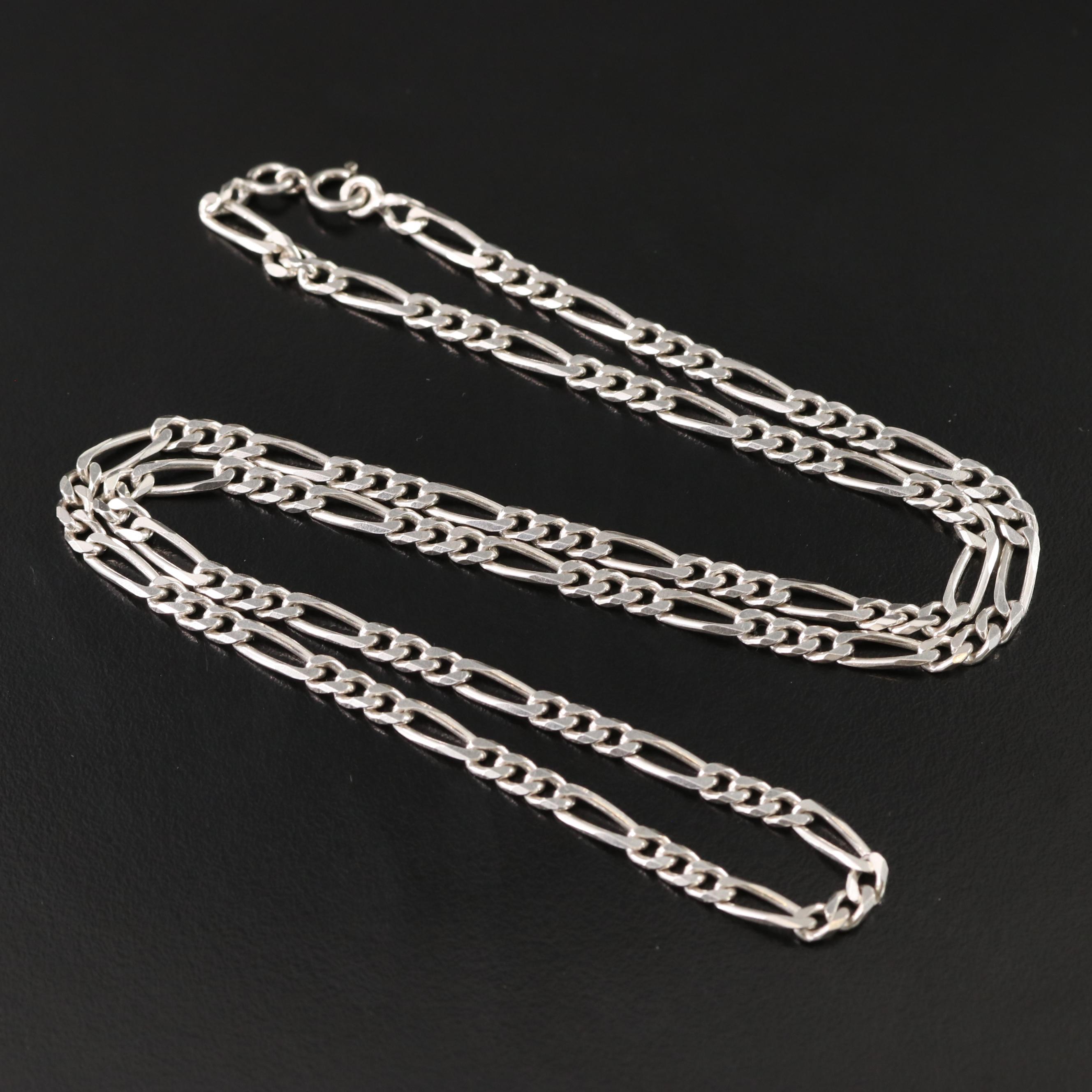 Sterling Figaro Chain Necklace