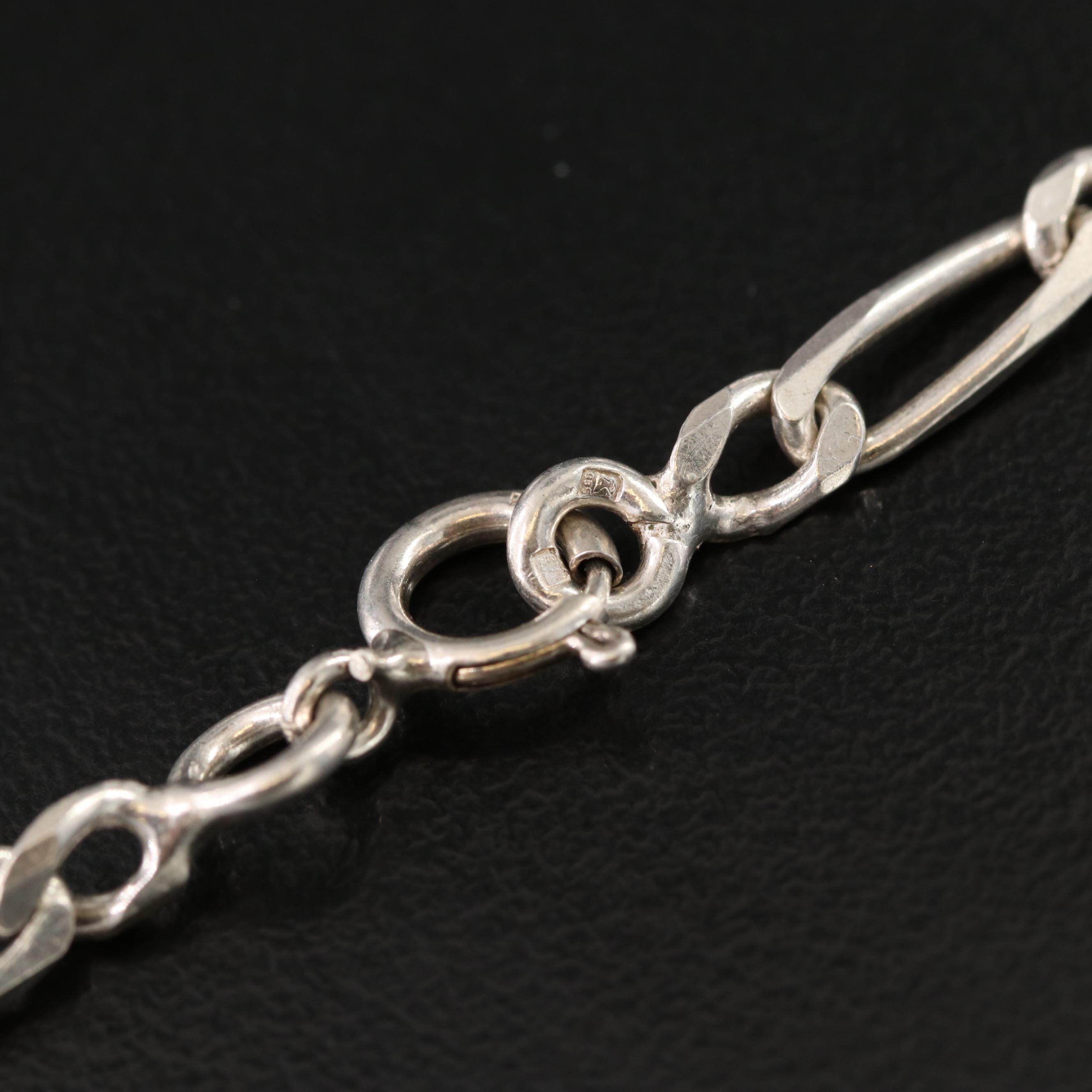 Sterling Figaro Chain Necklace